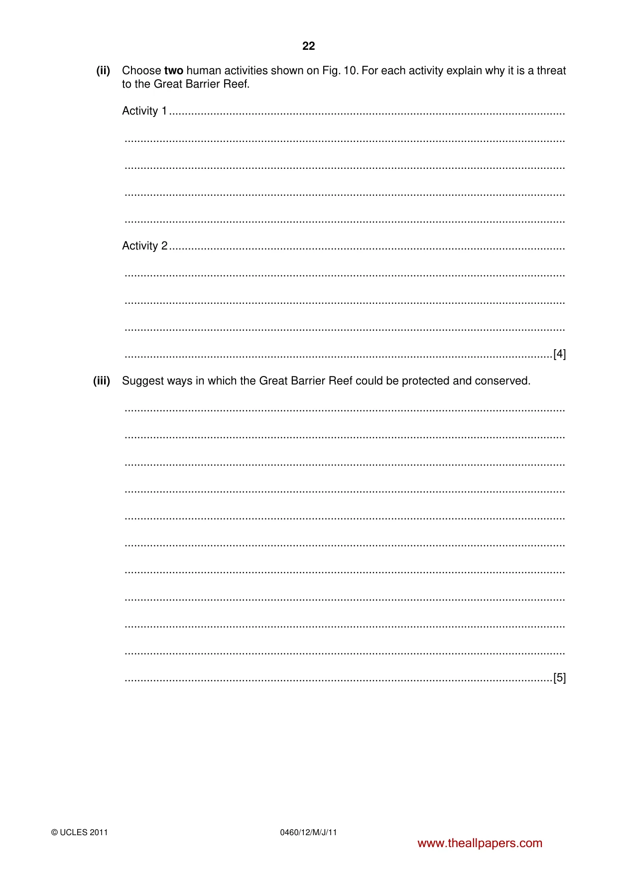 Cambridge IGCSE Geography 0460 2011 May/June Paper 1 · Variant 2 question paper, page 22 of 24