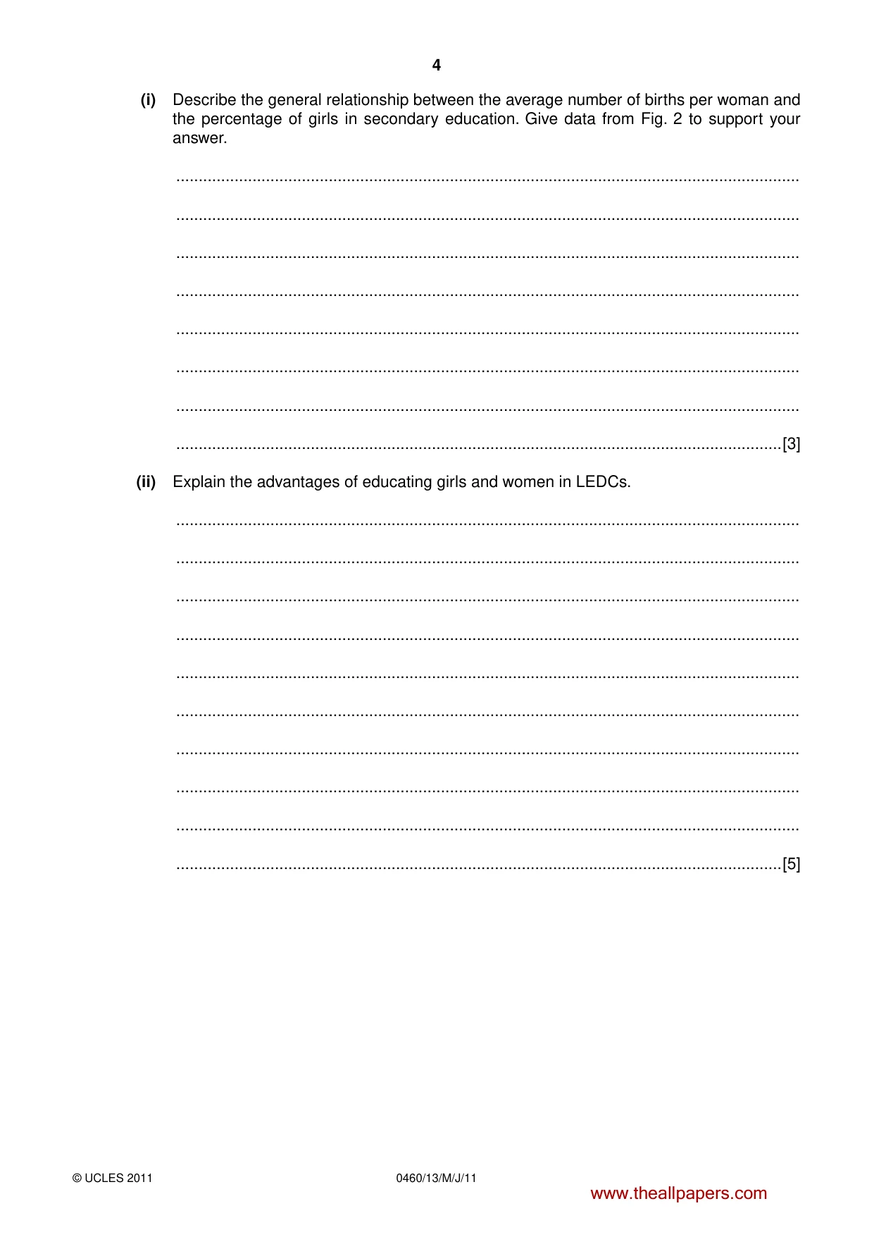 Cambridge IGCSE Geography 0460 2011 May/June Paper 1 · Variant 3 question paper, page 4 of 24