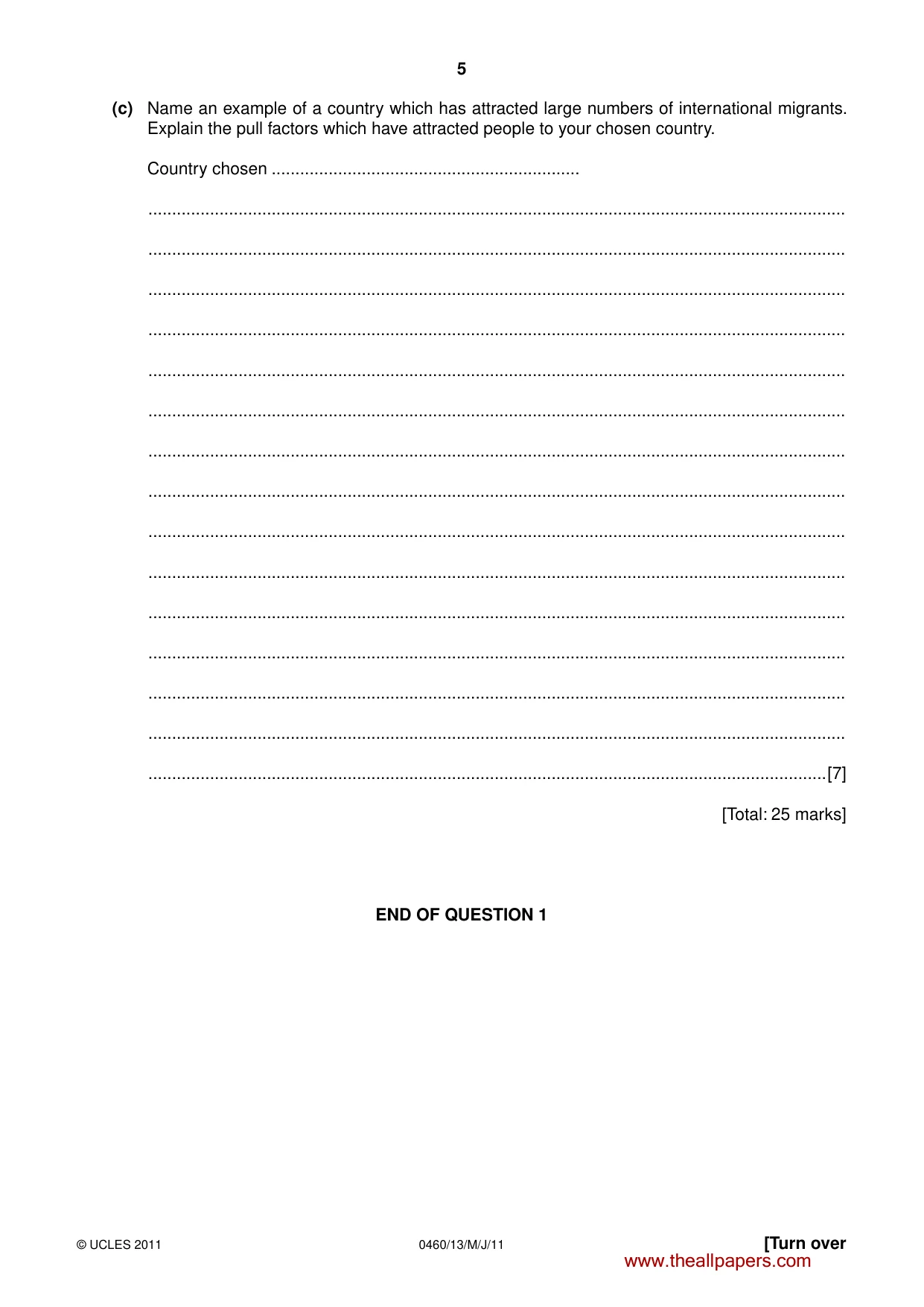 Cambridge IGCSE Geography 0460 2011 May/June Paper 1 · Variant 3 question paper, page 5 of 24