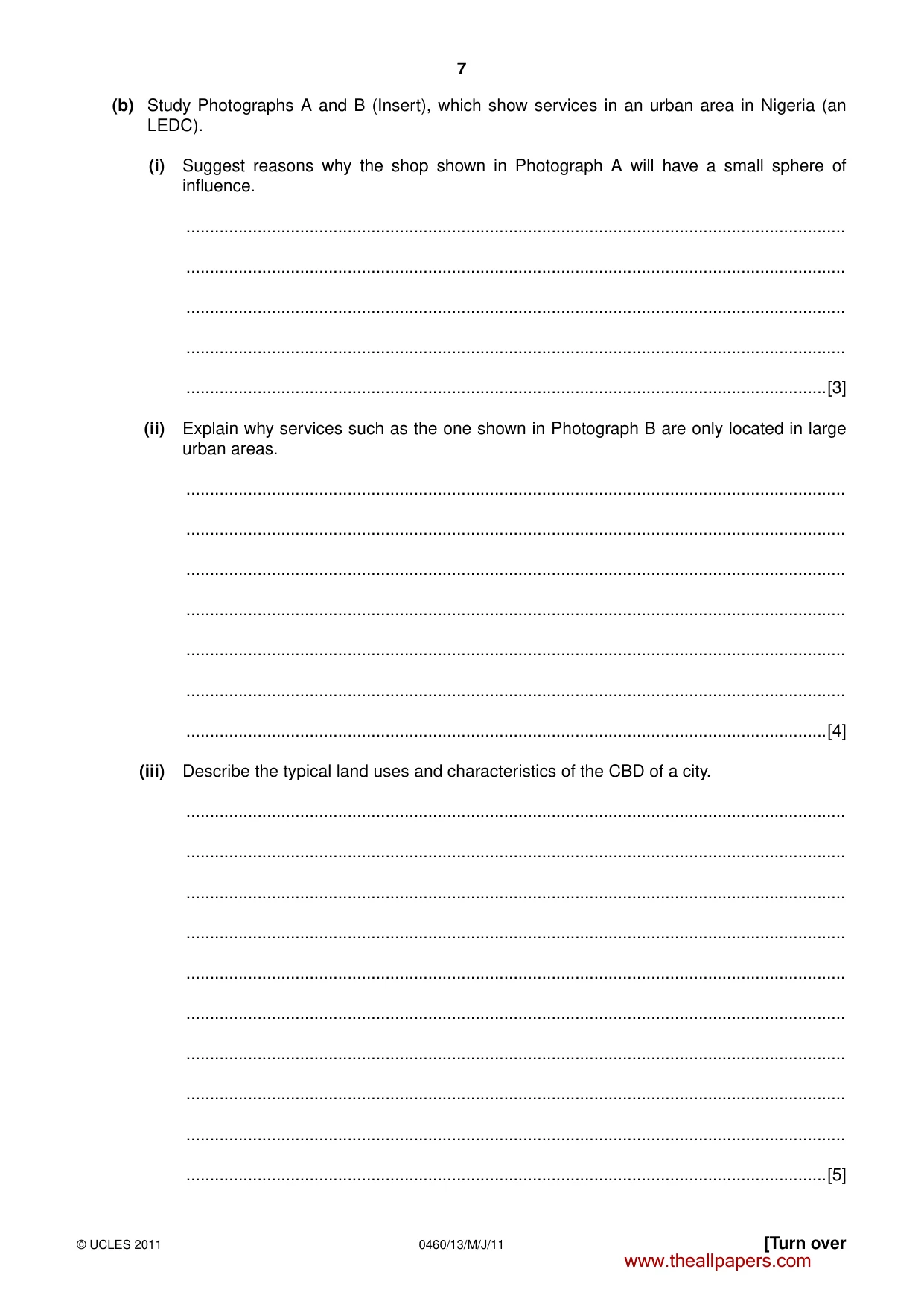 Cambridge IGCSE Geography 0460 2011 May/June Paper 1 · Variant 3 question paper, page 7 of 24