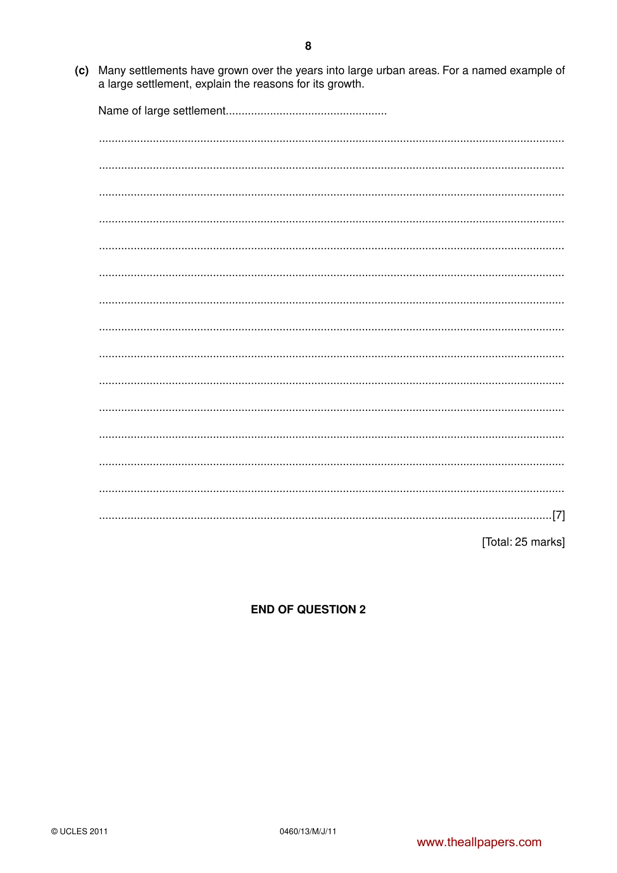Cambridge IGCSE Geography 0460 2011 May/June Paper 1 · Variant 3 question paper, page 8 of 24