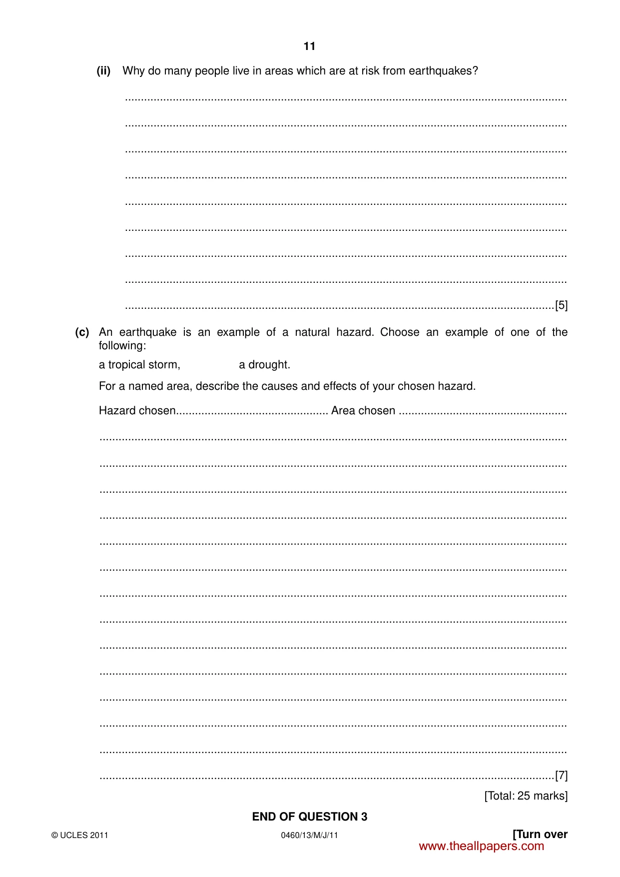 Cambridge IGCSE Geography 0460 2011 May/June Paper 1 · Variant 3 question paper, page 11 of 24