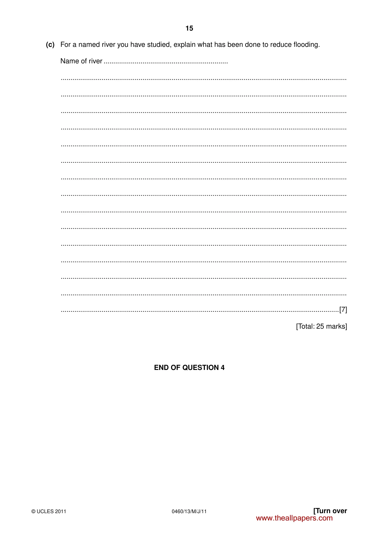 Cambridge IGCSE Geography 0460 2011 May/June Paper 1 · Variant 3 question paper, page 15 of 24