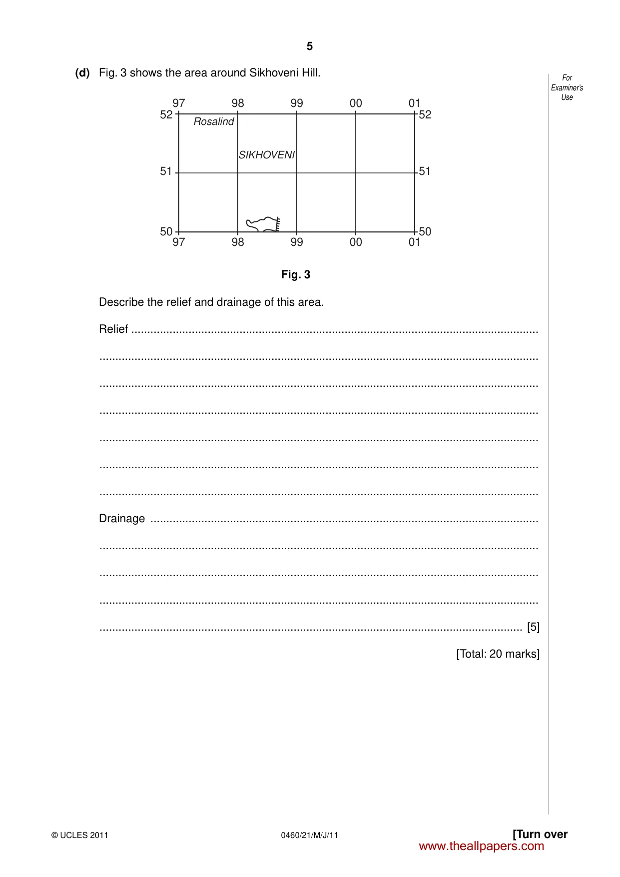 Cambridge IGCSE Geography 0460 2011 May/June Paper 2 · Variant 1 question paper, page 5 of 16