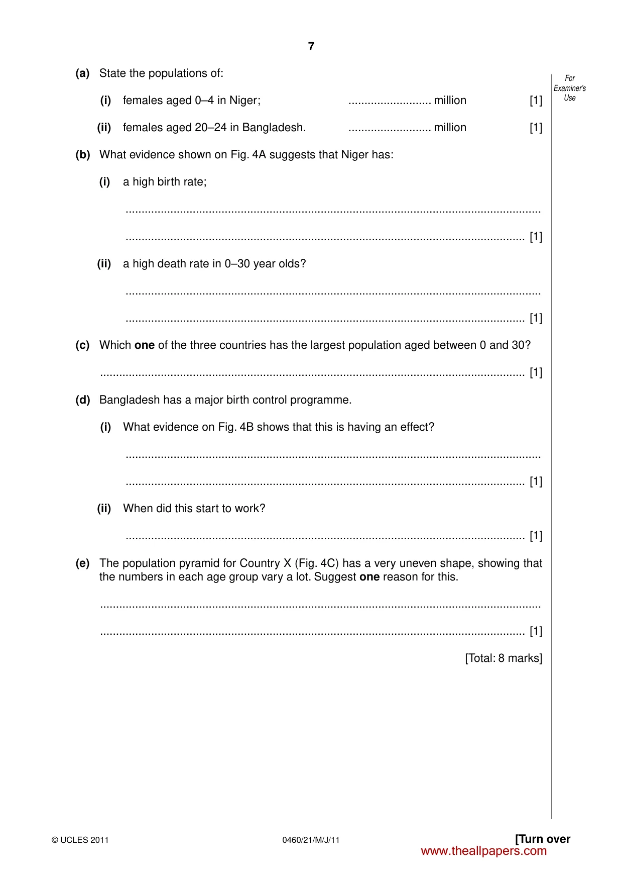 Cambridge IGCSE Geography 0460 2011 May/June Paper 2 · Variant 1 question paper, page 7 of 16