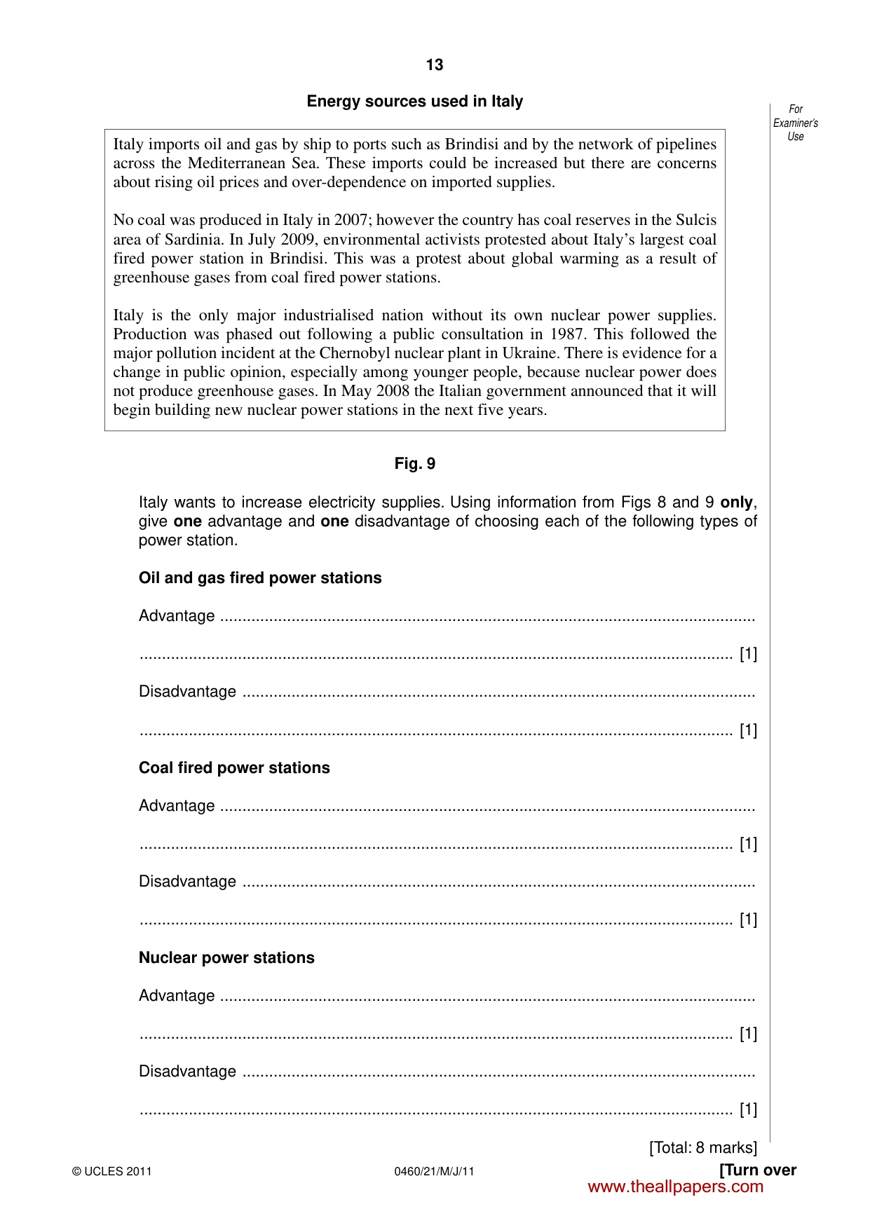 Cambridge IGCSE Geography 0460 2011 May/June Paper 2 · Variant 1 question paper, page 13 of 16