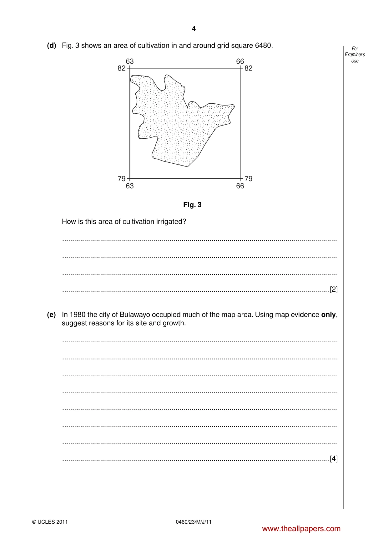 Cambridge IGCSE Geography 0460 2011 May/June Paper 2 · Variant 3 question paper, page 4 of 16