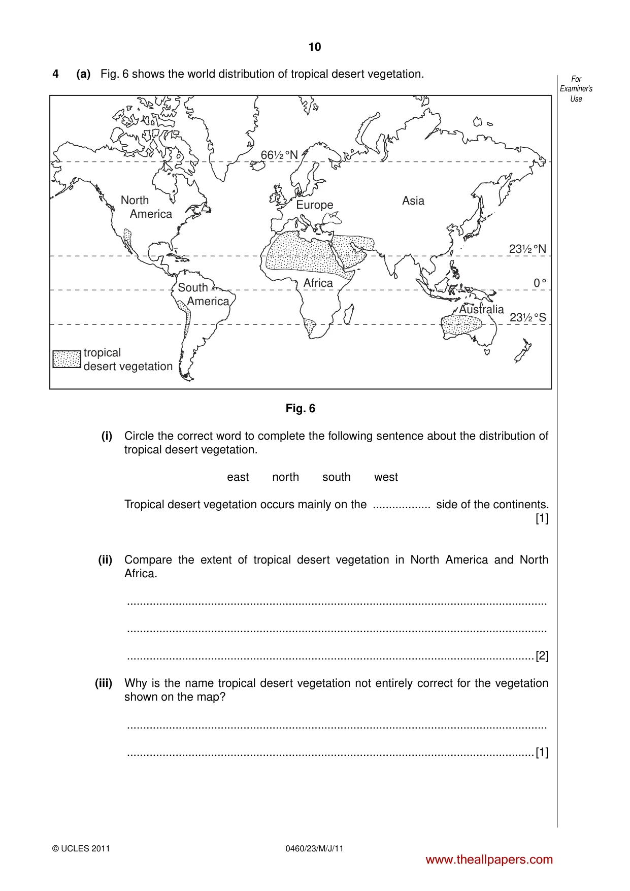 Cambridge IGCSE Geography 0460 2011 May/June Paper 2 · Variant 3 question paper, page 10 of 16