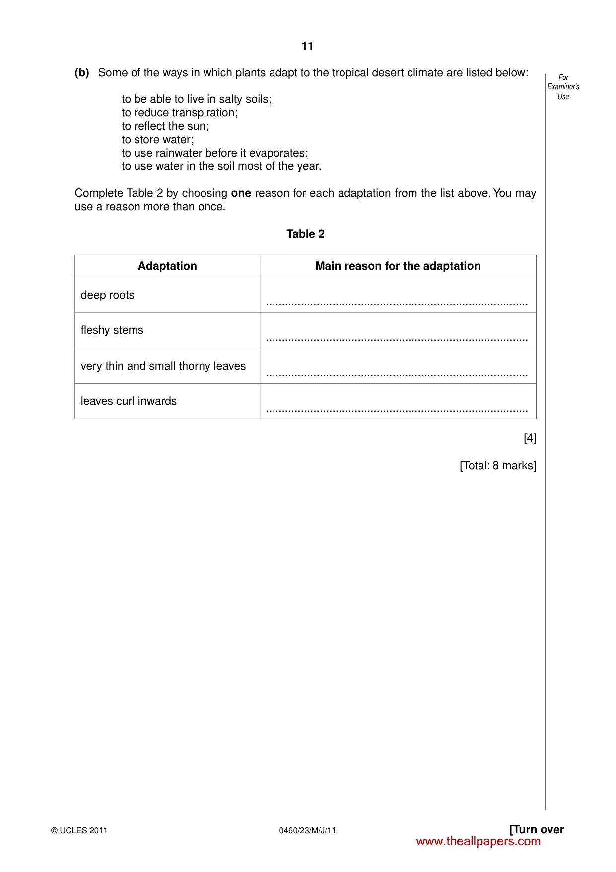 Cambridge IGCSE Geography 0460 2011 May/June Paper 2 · Variant 3 question paper, page 11 of 16