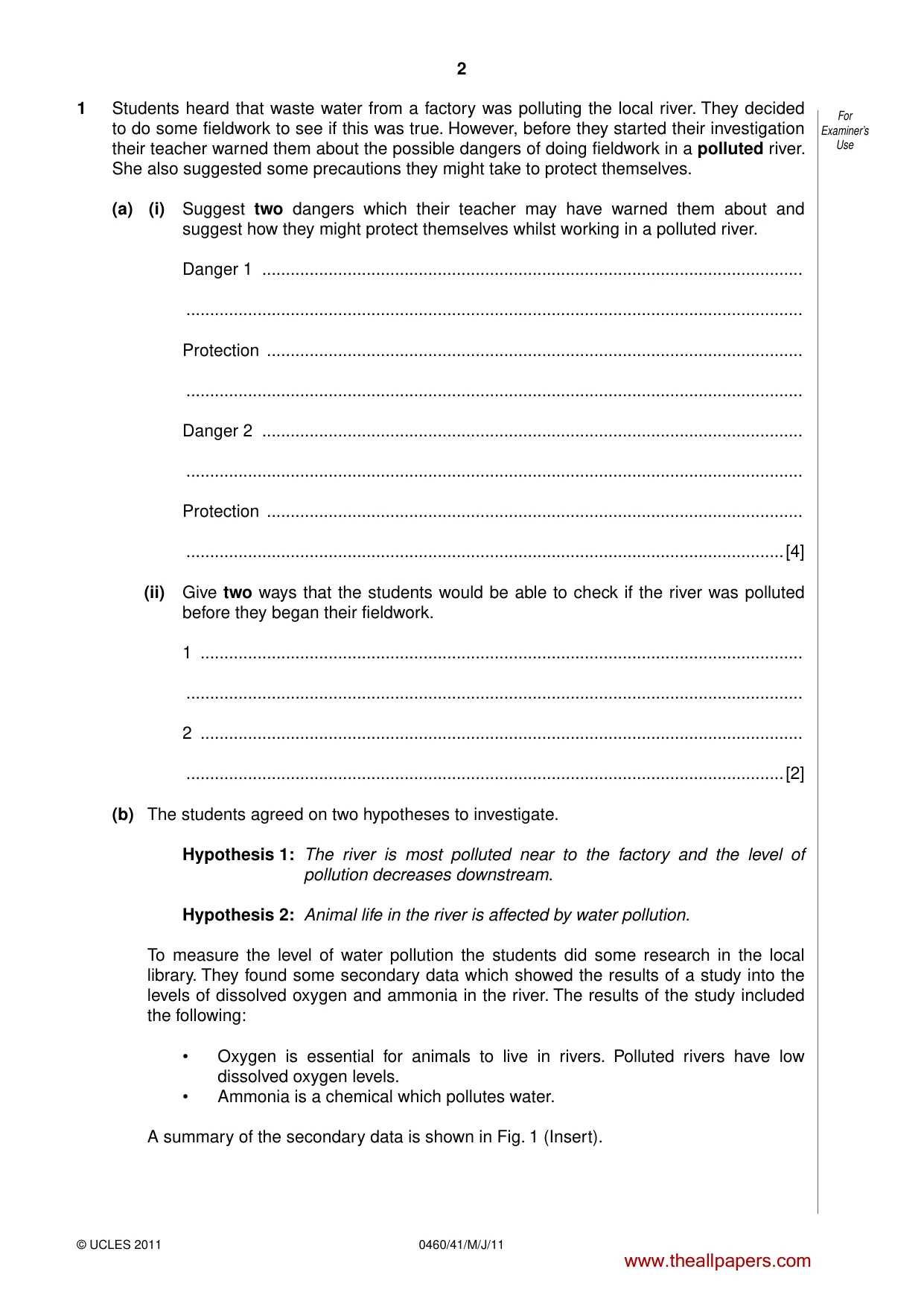 Cambridge IGCSE Geography 0460 2011 May/June Paper 4 · Variant 1 question paper, page 2 of 16