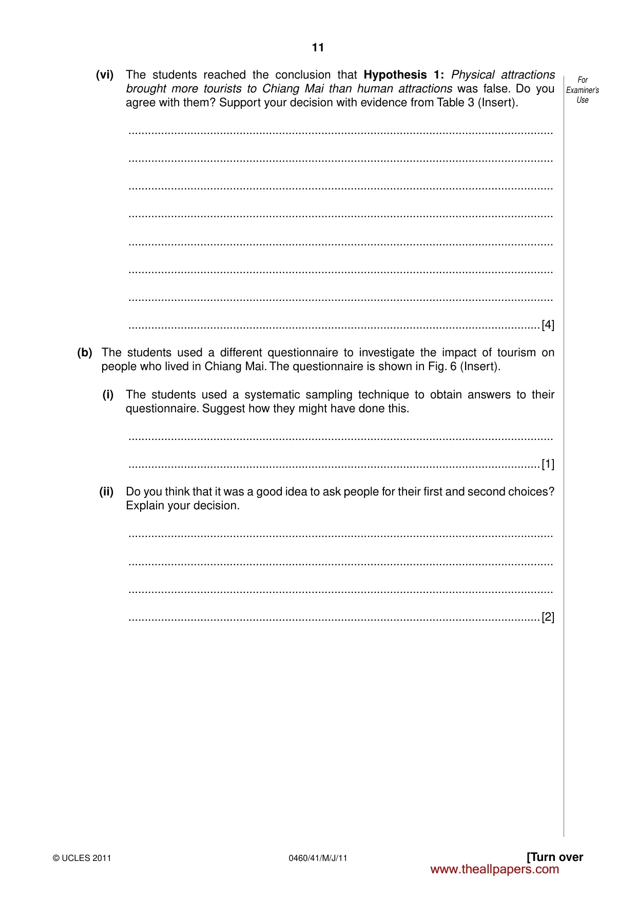 Cambridge IGCSE Geography 0460 2011 May/June Paper 4 · Variant 1 question paper, page 11 of 16