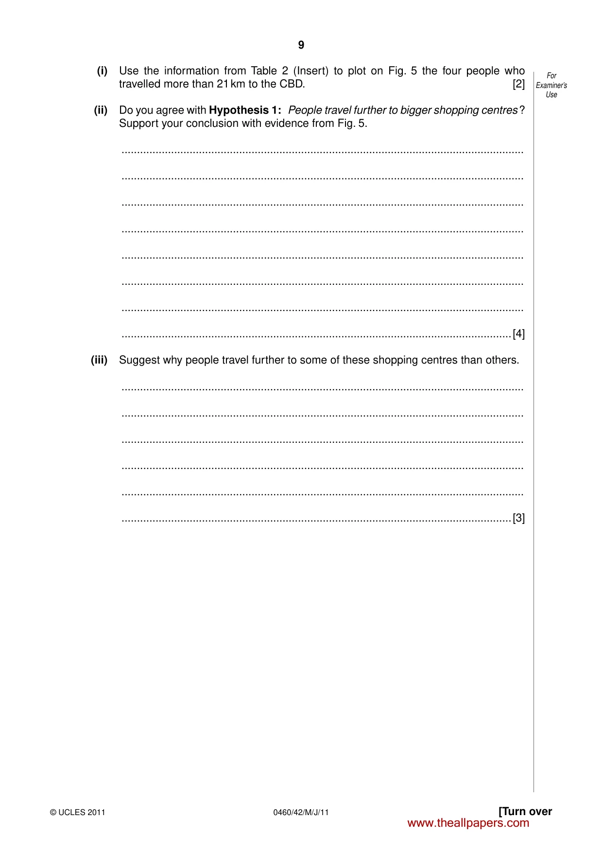 Cambridge IGCSE Geography 0460 2011 May/June Paper 4 · Variant 2 question paper, page 9 of 12