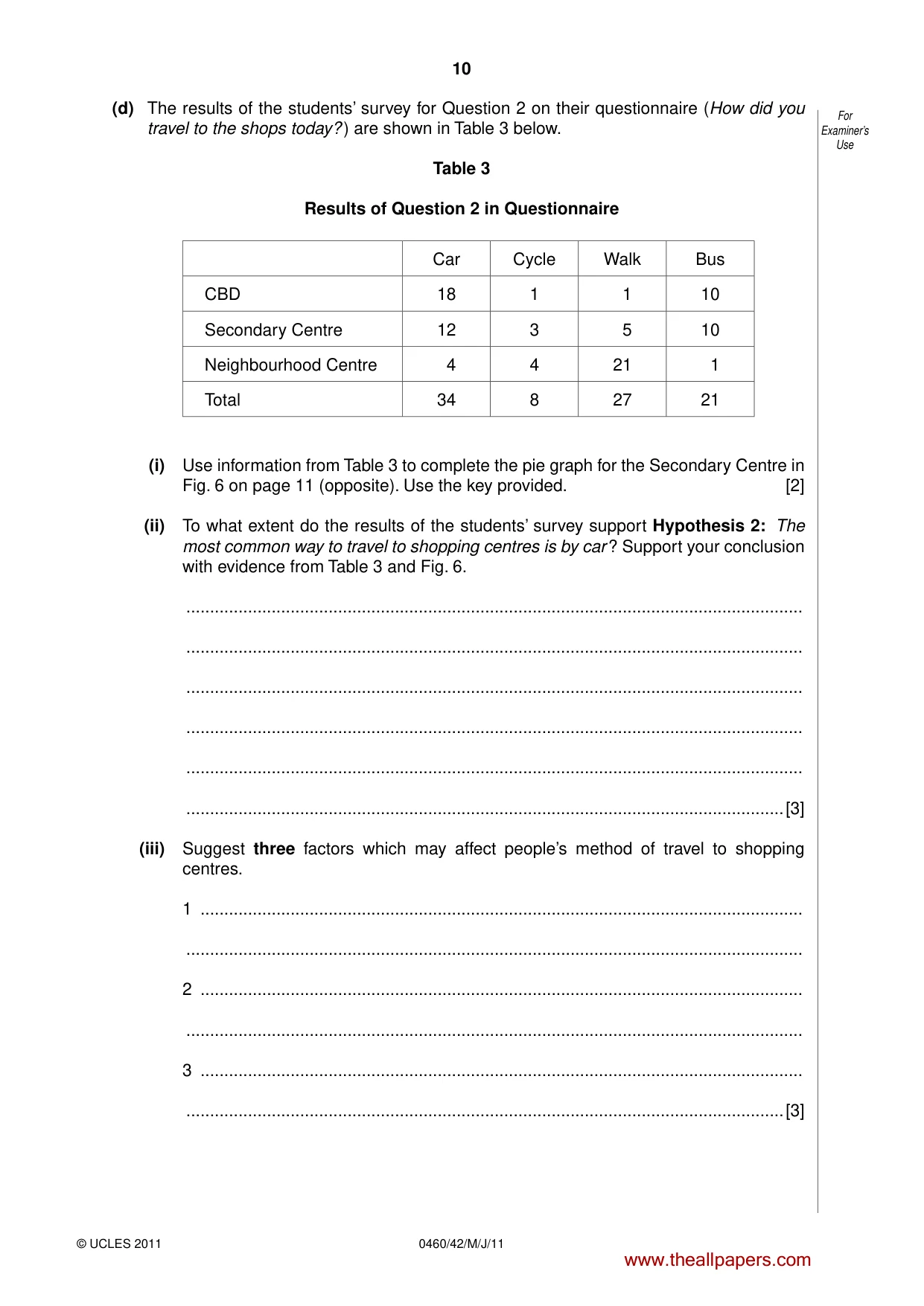 Cambridge IGCSE Geography 0460 2011 May/June Paper 4 · Variant 2 question paper, page 10 of 12