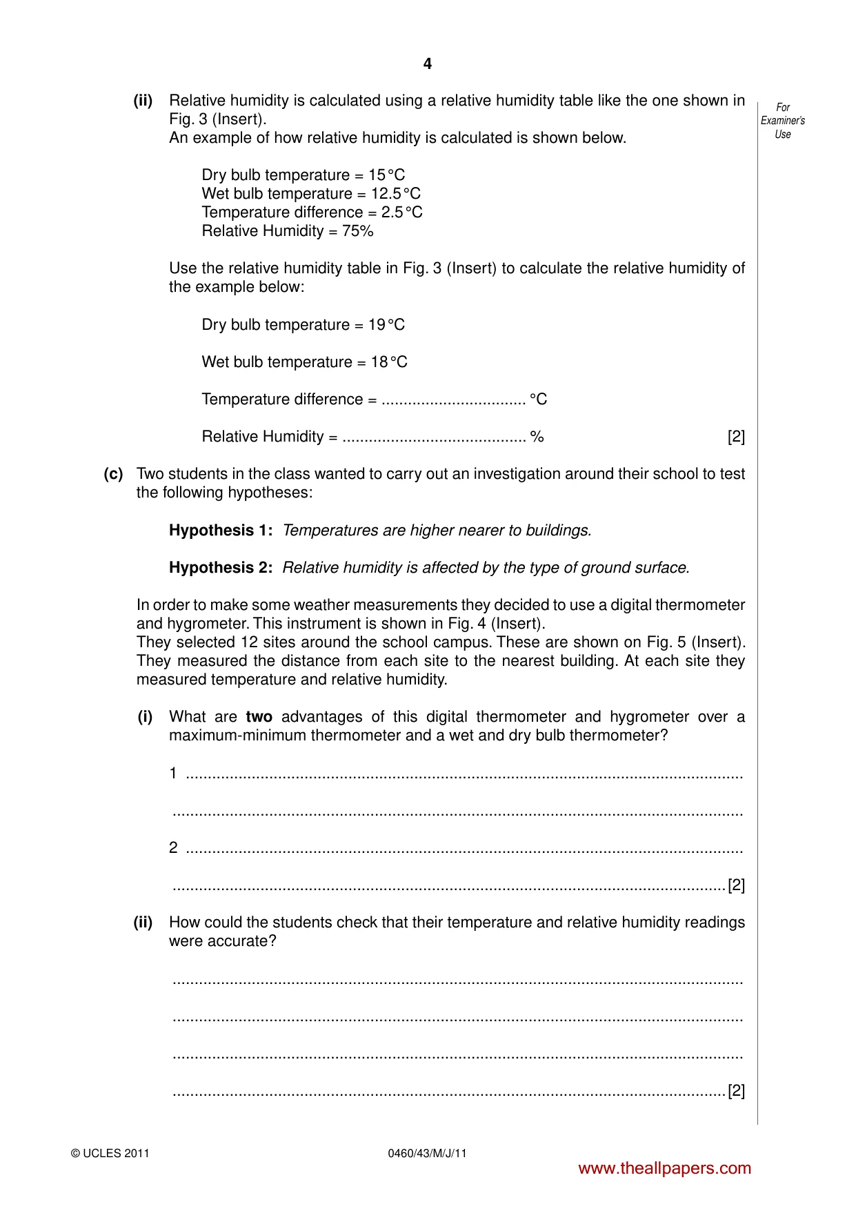 Cambridge IGCSE Geography 0460 2011 May/June Paper 4 · Variant 3 question paper, page 4 of 16