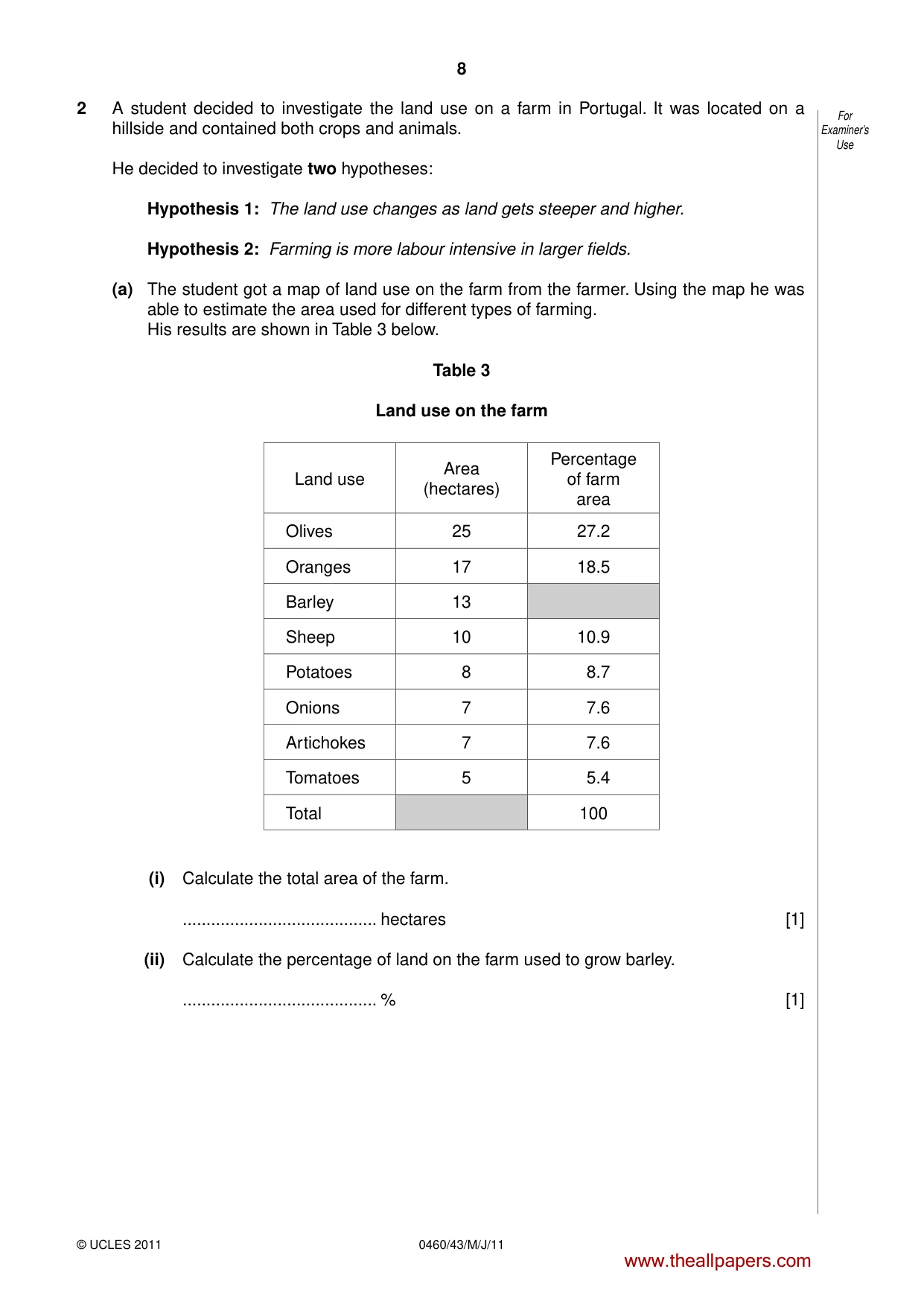 Cambridge IGCSE Geography 0460 2011 May/June Paper 4 · Variant 3 question paper, page 8 of 16