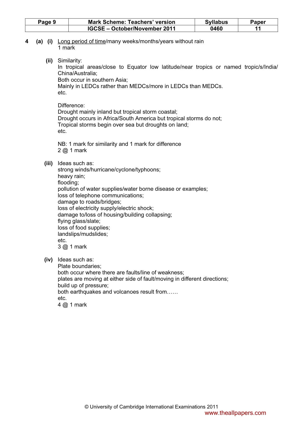Mark scheme, page 9 of 14