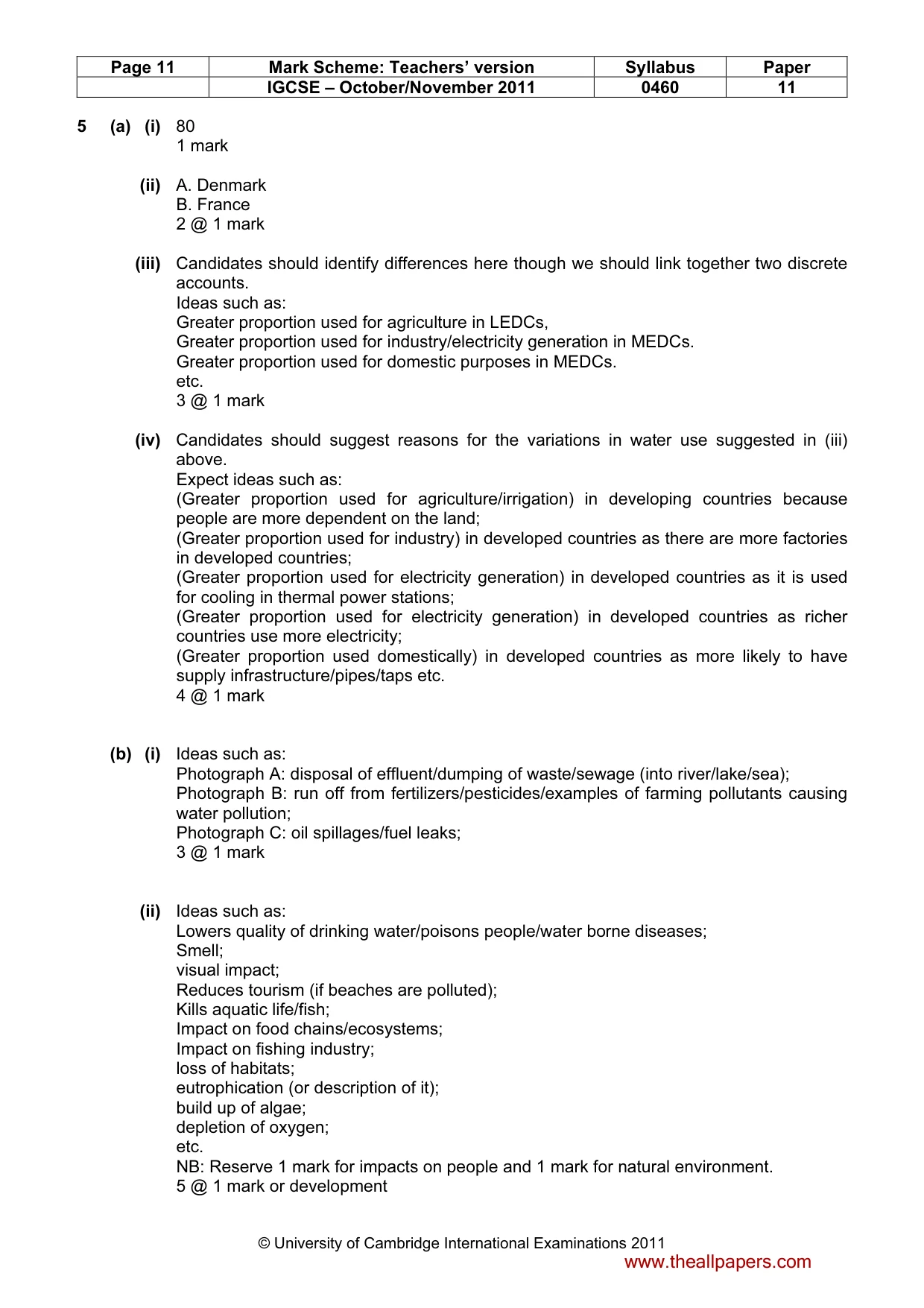Mark scheme, page 11 of 14
