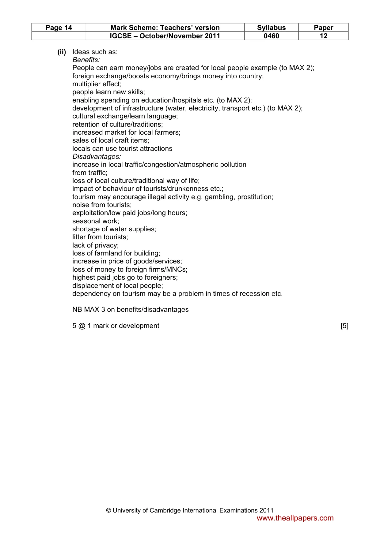 Mark scheme, page 14 of 17