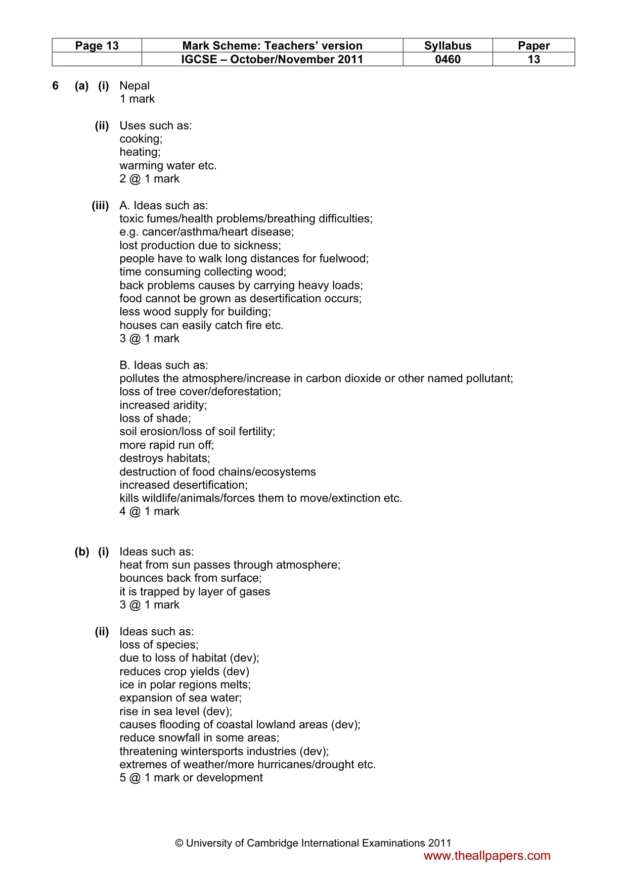 Mark scheme, page 13 of 14