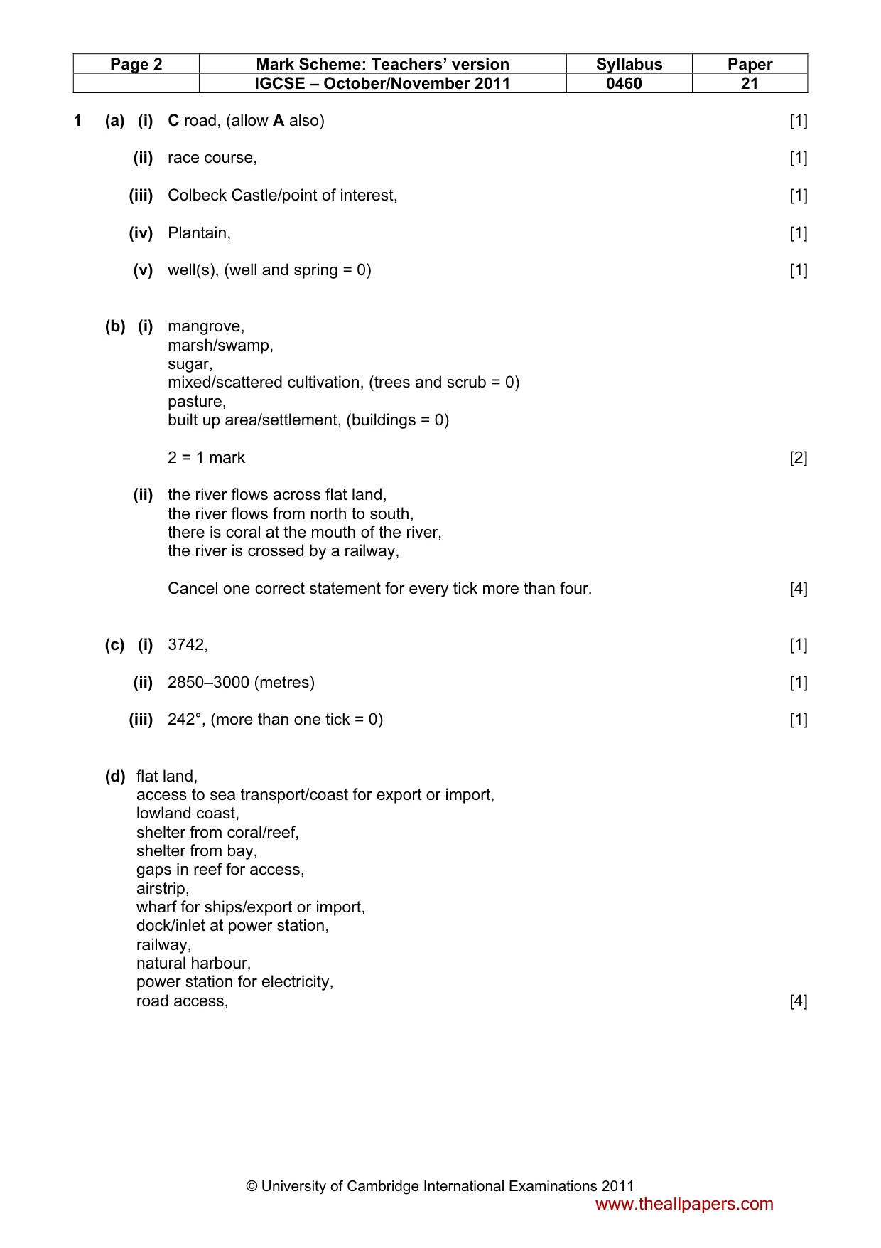 Mark scheme, page 2 of 5