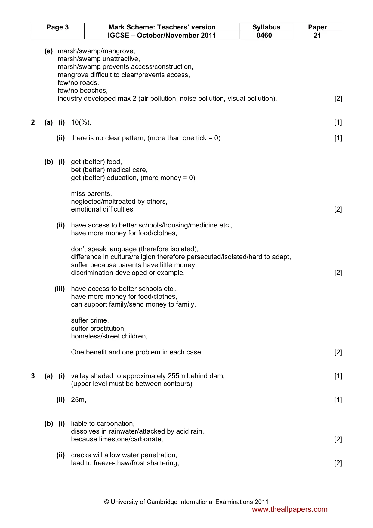 Mark scheme, page 3 of 5