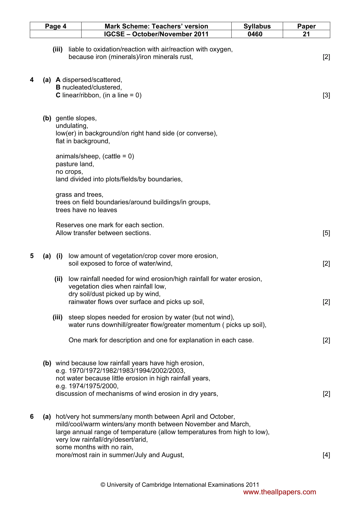 Mark scheme, page 4 of 5