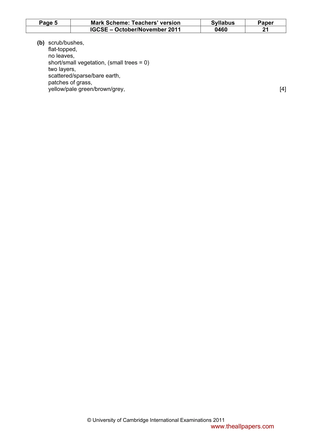 Mark scheme, page 5 of 5