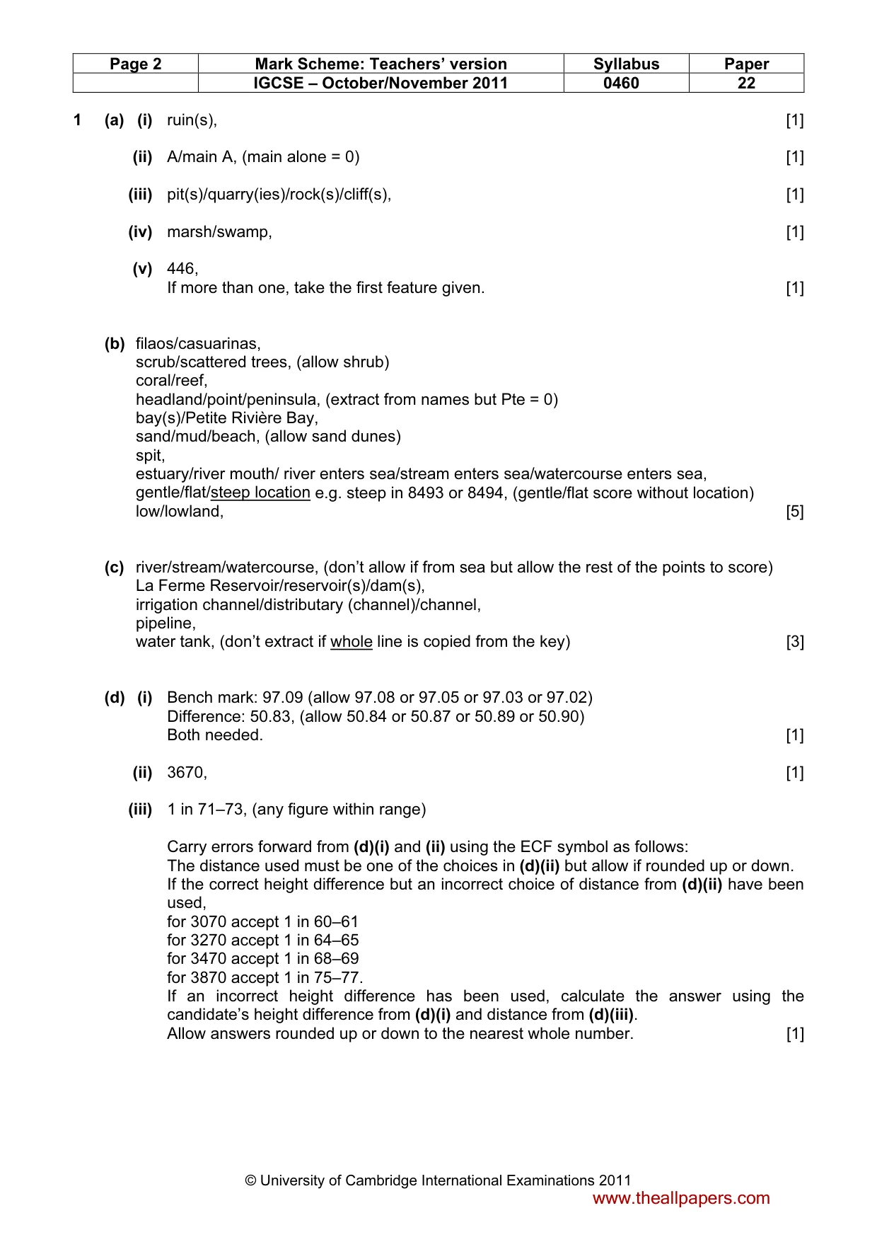 Mark scheme, page 2 of 5