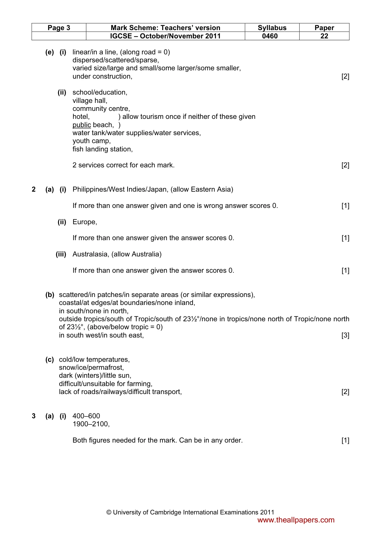 Mark scheme, page 3 of 5