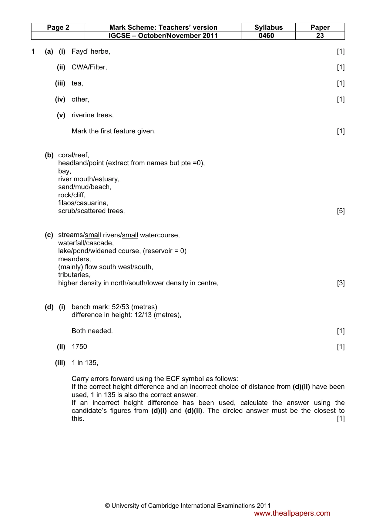 Mark scheme, page 2 of 5