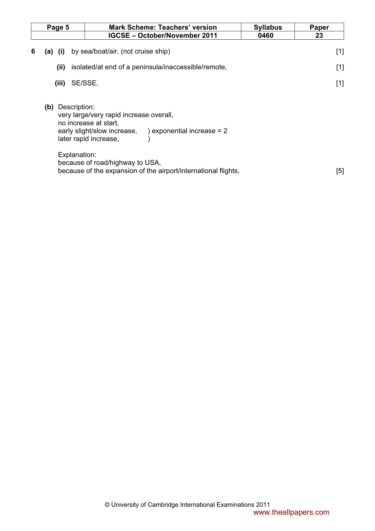 Mark scheme, page 5 of 5