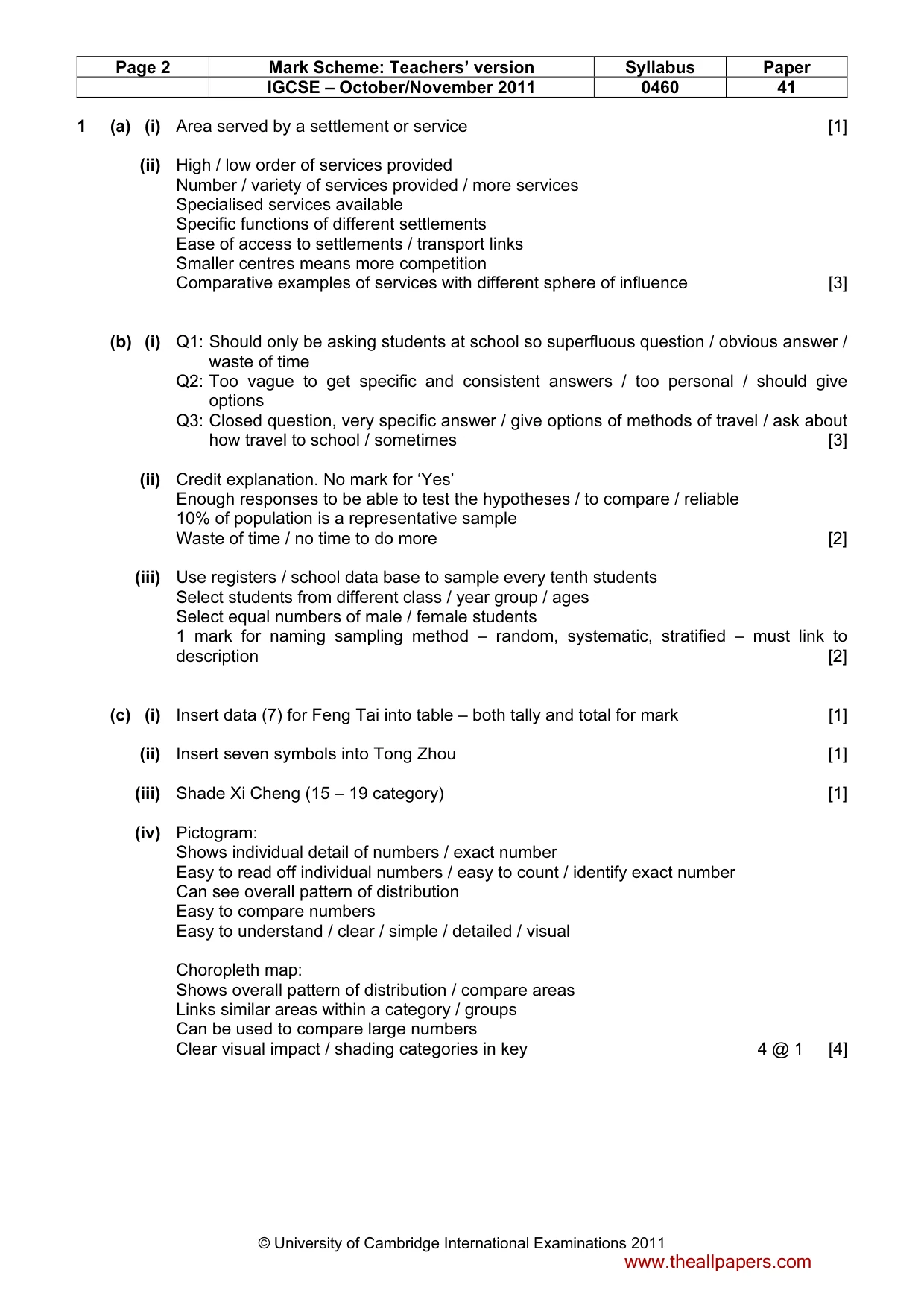 Mark scheme, page 2 of 5