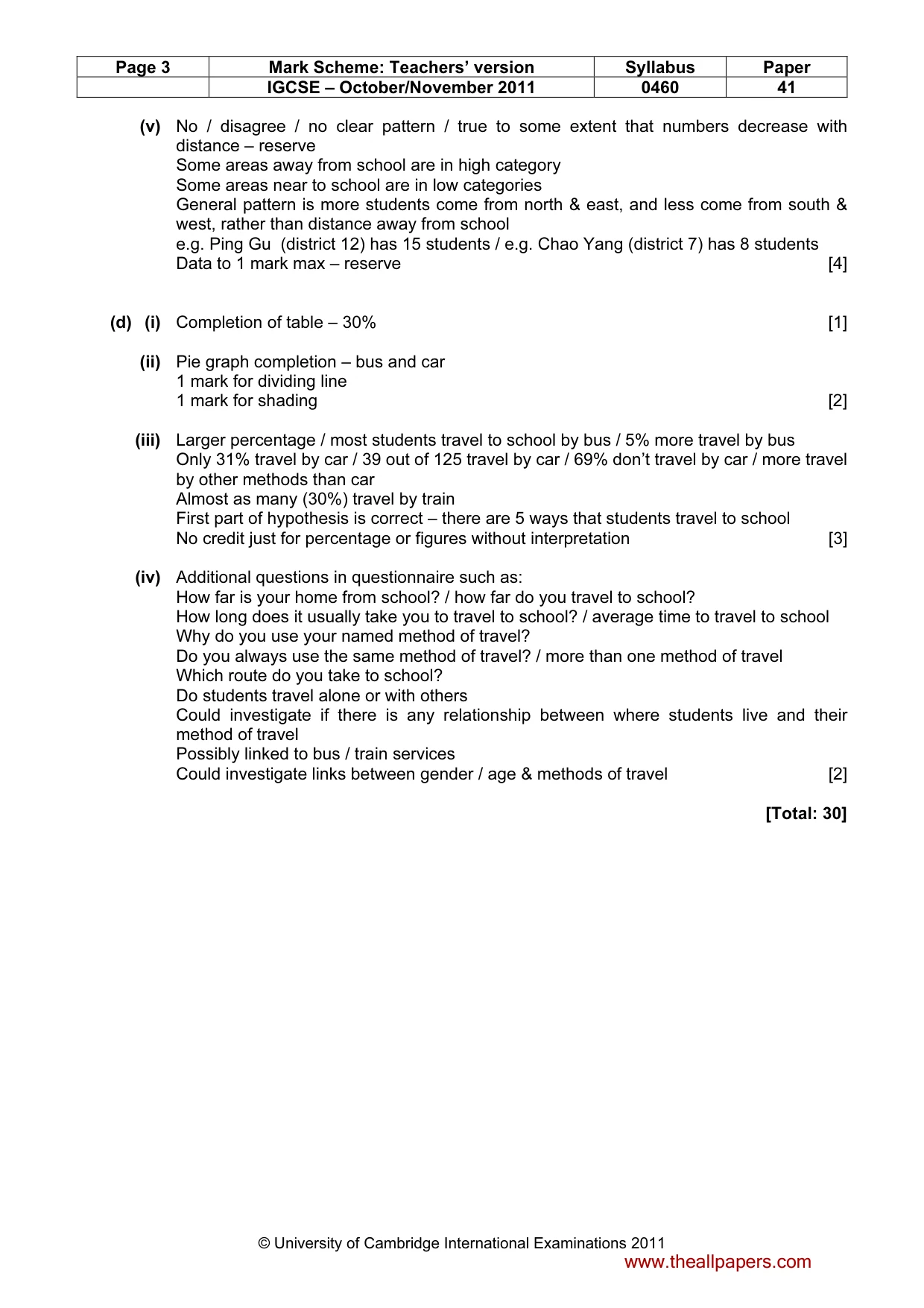 Mark scheme, page 3 of 5