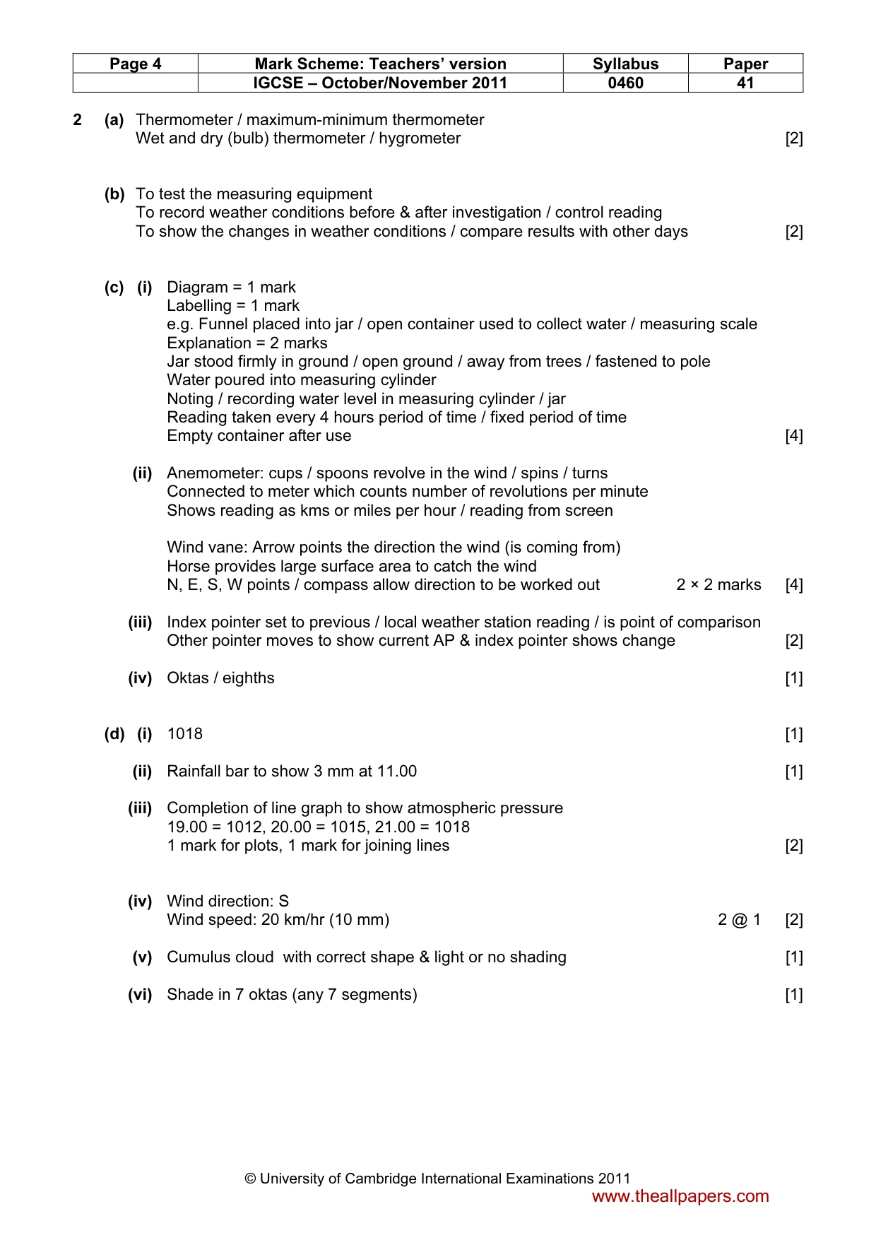 Mark scheme, page 4 of 5