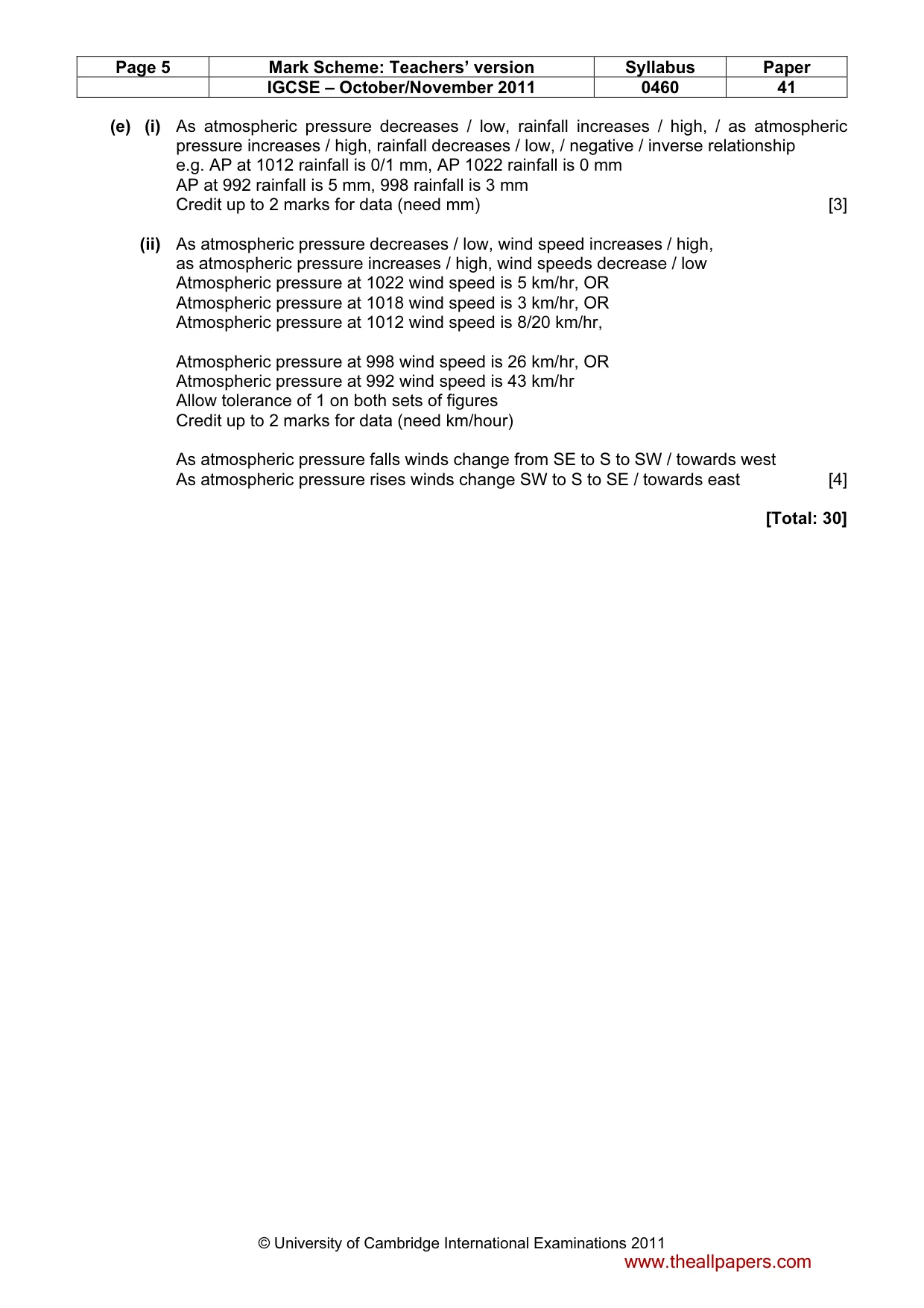 Mark scheme, page 5 of 5
