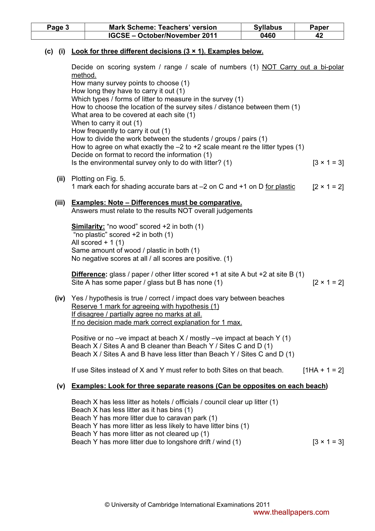 Mark scheme, page 3 of 7