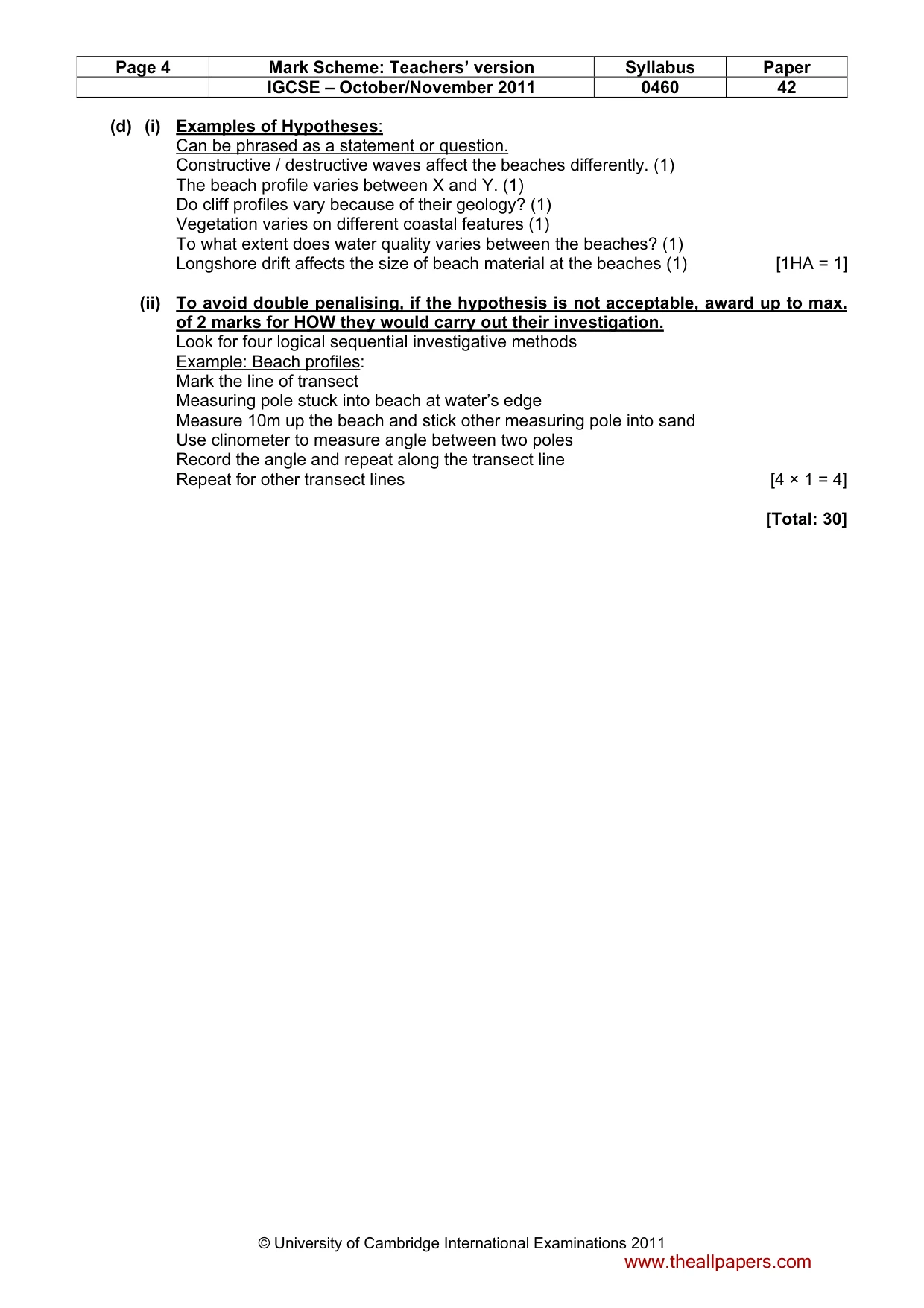 Mark scheme, page 4 of 7