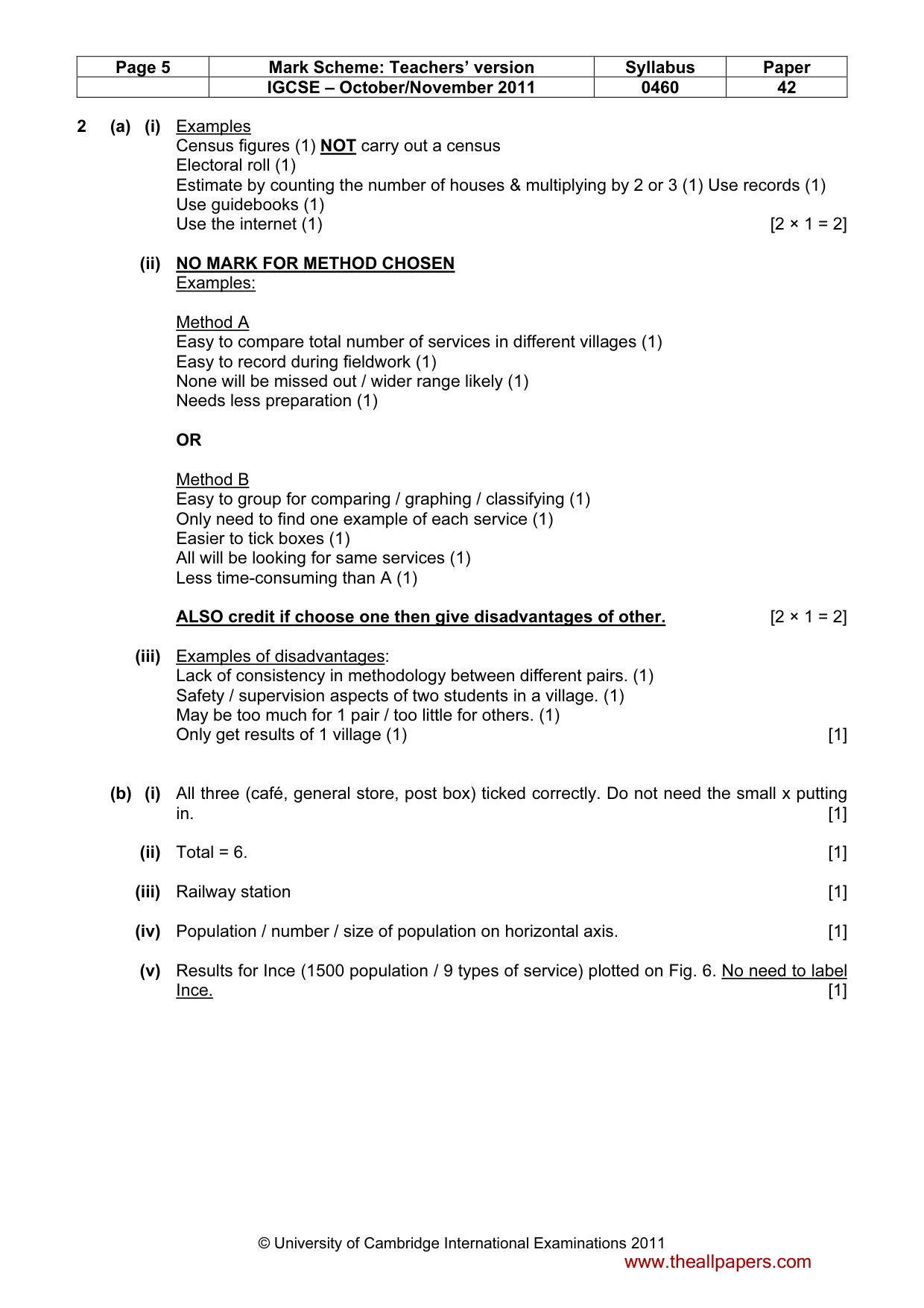 Mark scheme, page 5 of 7