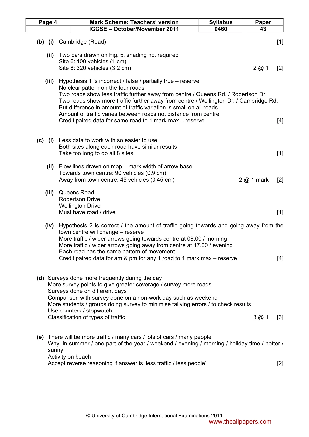 Mark scheme, page 4 of 5