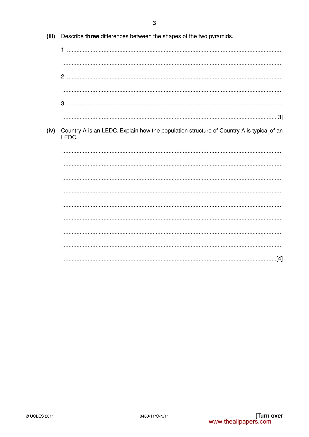 Cambridge IGCSE Geography 0460 2011 Oct/Nov Paper 1 · Variant 1 question paper, page 3 of 24