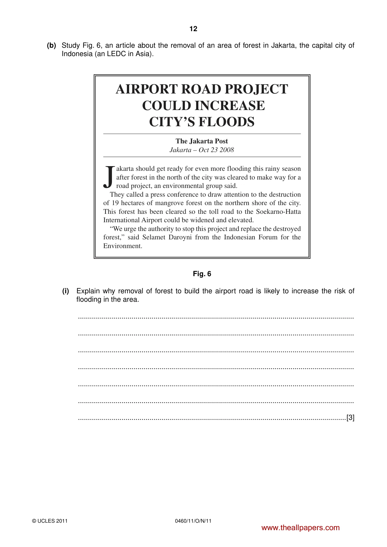 Cambridge IGCSE Geography 0460 2011 Oct/Nov Paper 1 · Variant 1 question paper, page 12 of 24
