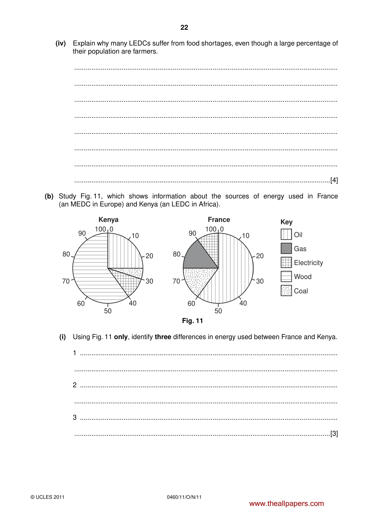 Cambridge IGCSE Geography 0460 2011 Oct/Nov Paper 1 · Variant 1 question paper, page 22 of 24
