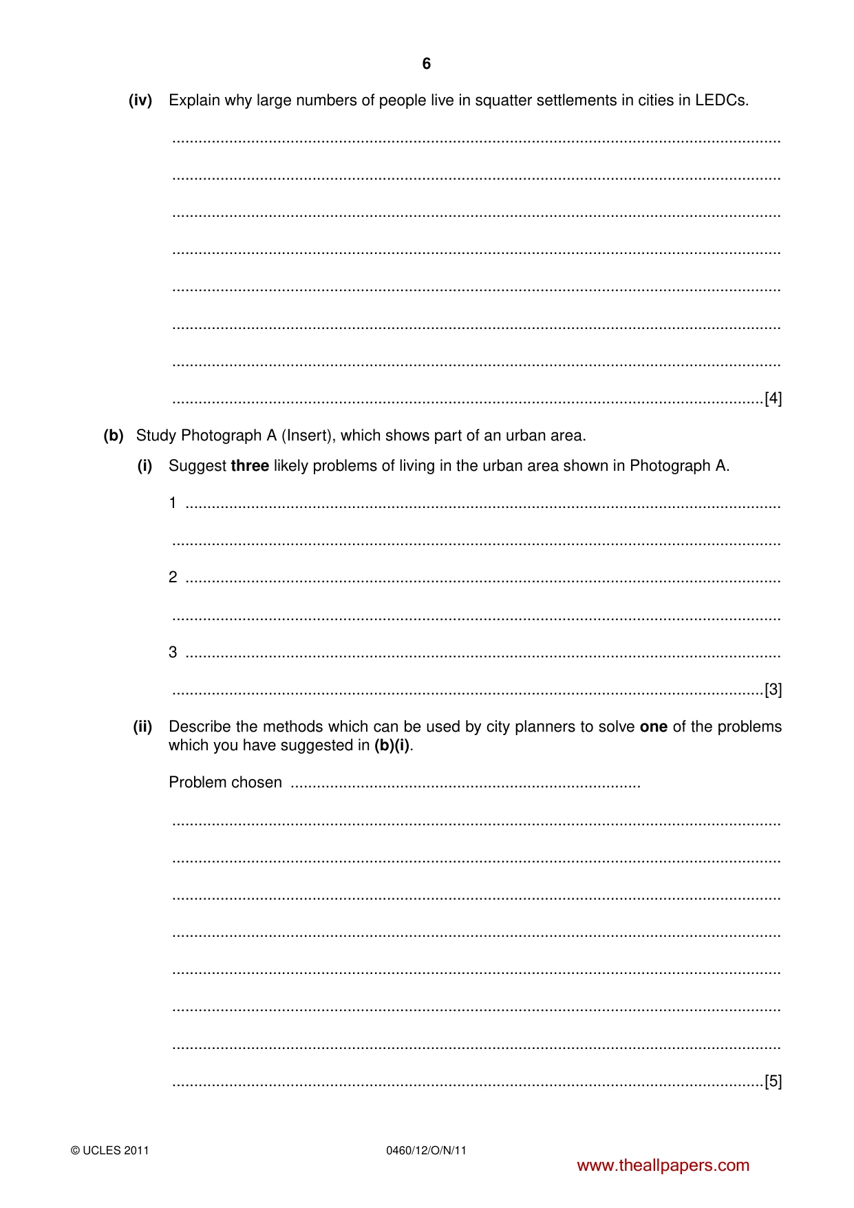 Cambridge IGCSE Geography 0460 2011 Oct/Nov Paper 1 · Variant 2 question paper, page 6 of 24