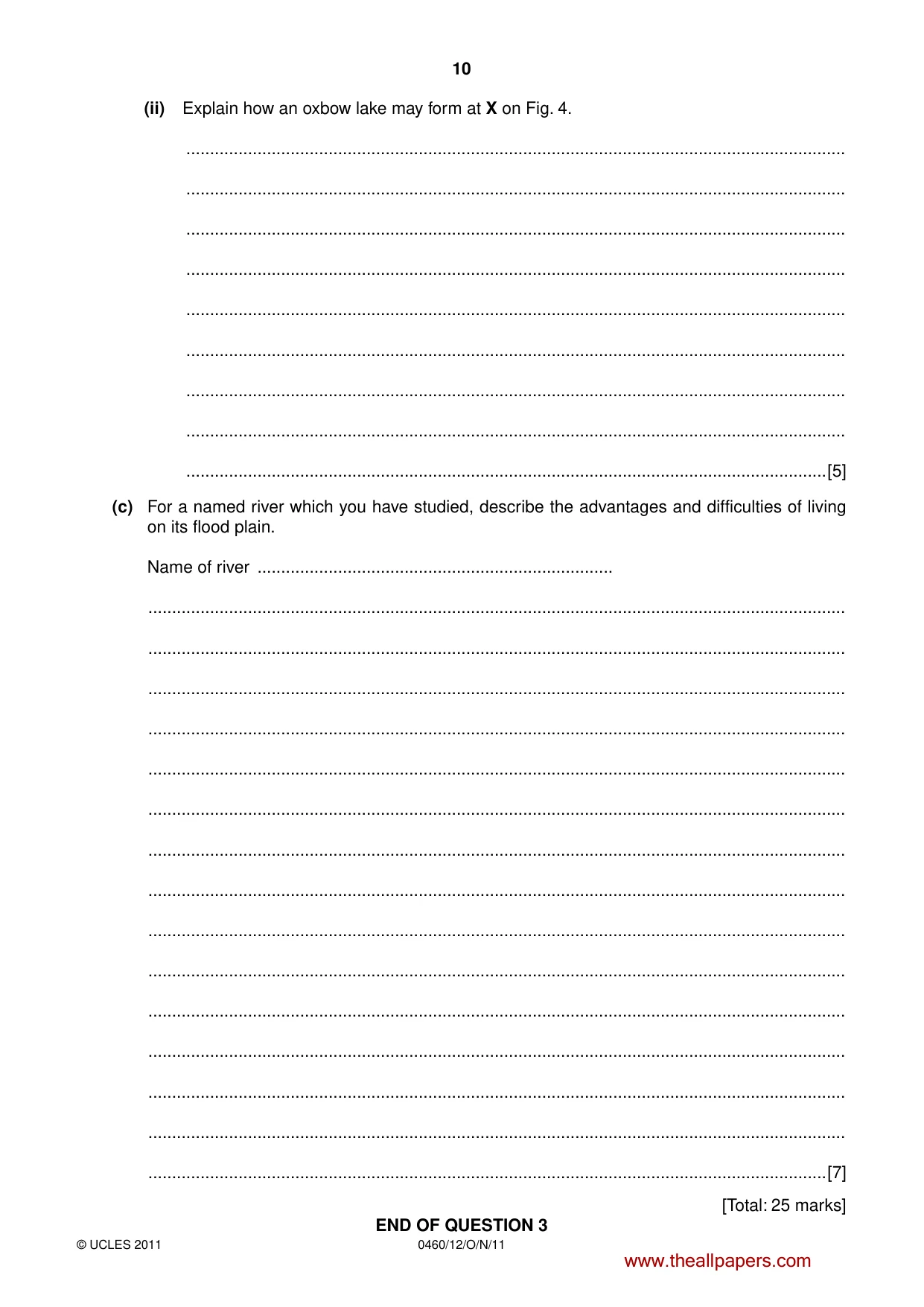 Cambridge IGCSE Geography 0460 2011 Oct/Nov Paper 1 · Variant 2 question paper, page 10 of 24