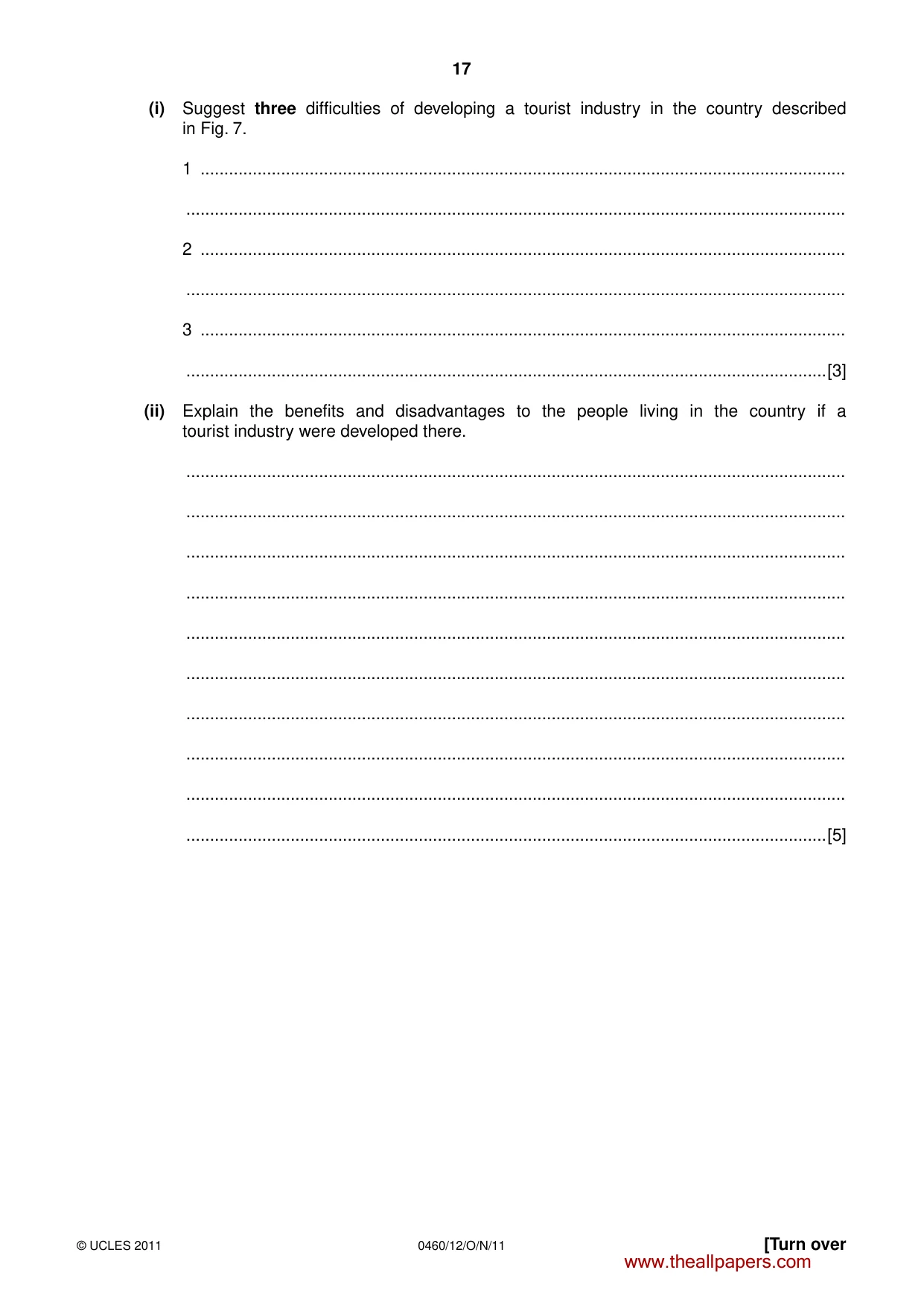 Cambridge IGCSE Geography 0460 2011 Oct/Nov Paper 1 · Variant 2 question paper, page 17 of 24