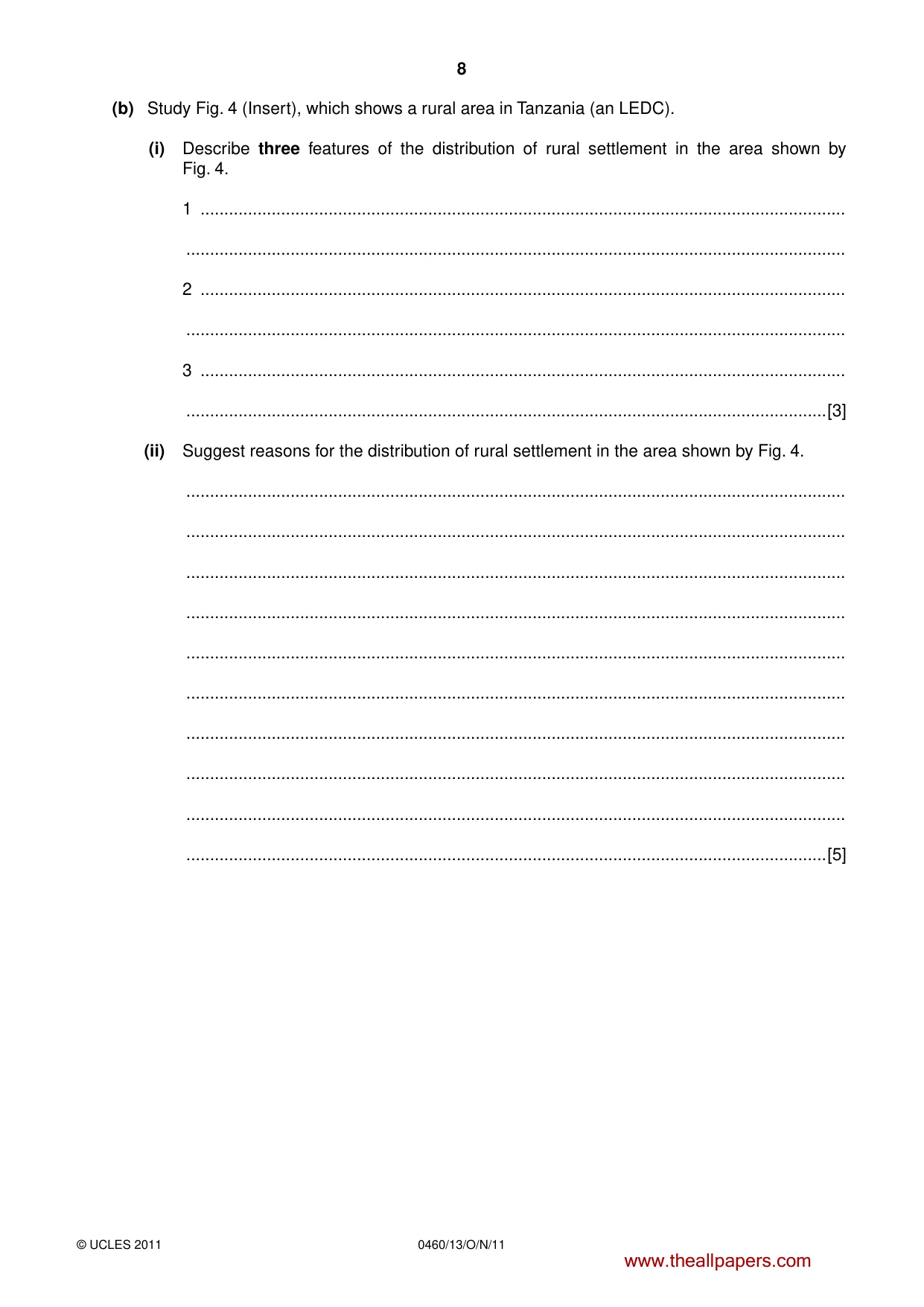 Cambridge IGCSE Geography 0460 2011 Oct/Nov Paper 1 · Variant 3 question paper, page 8 of 24