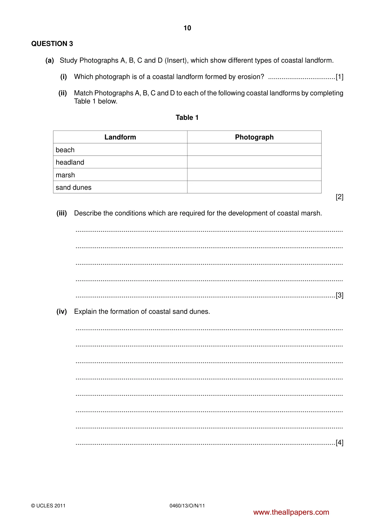 Cambridge IGCSE Geography 0460 2011 Oct/Nov Paper 1 · Variant 3 question paper, page 10 of 24