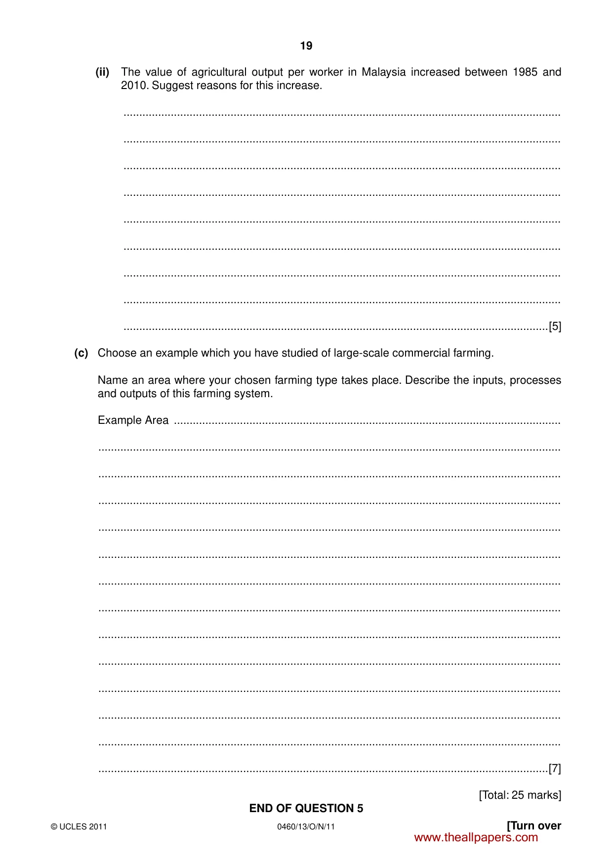 Cambridge IGCSE Geography 0460 2011 Oct/Nov Paper 1 · Variant 3 question paper, page 19 of 24