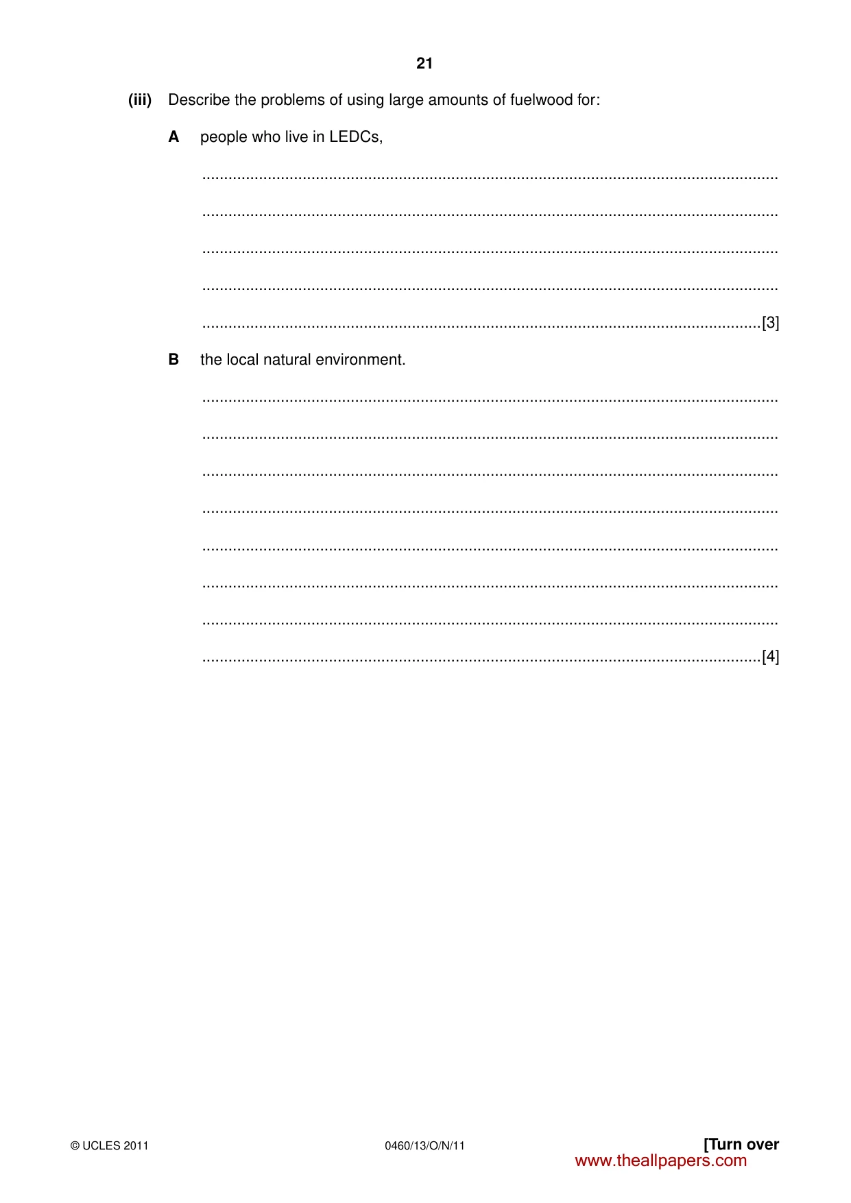 Cambridge IGCSE Geography 0460 2011 Oct/Nov Paper 1 · Variant 3 question paper, page 21 of 24
