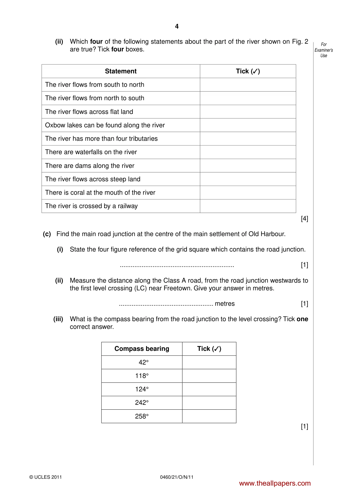 Cambridge IGCSE Geography 0460 2011 Oct/Nov Paper 2 · Variant 1 question paper, page 4 of 16